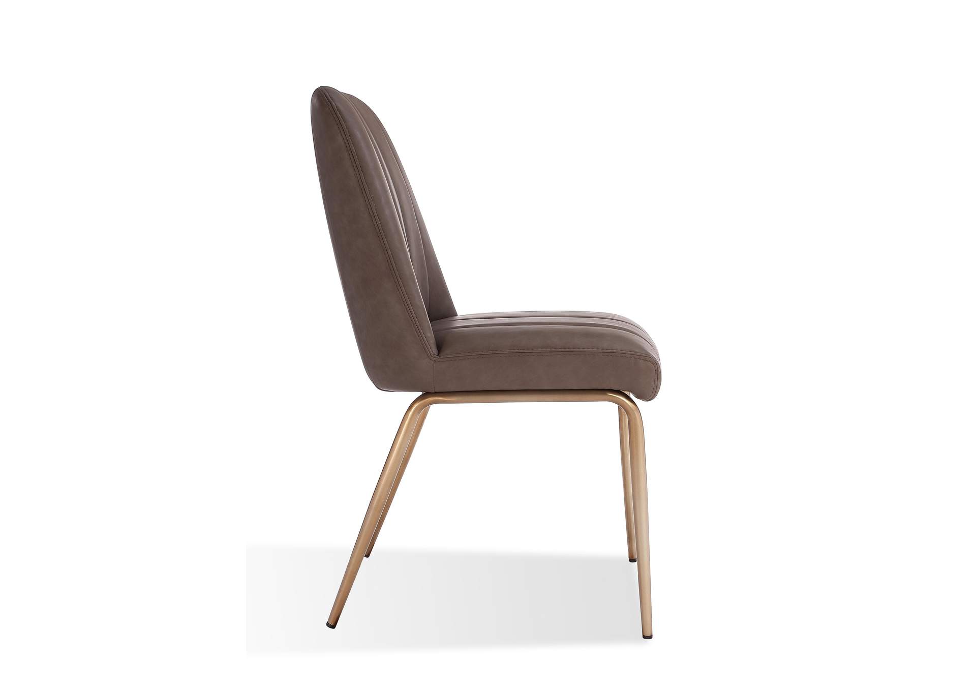 Apollo Upholstered Dining Chair In Cinnamon Synthetic Leather And Brushed Bronze Metal (Set of 2)