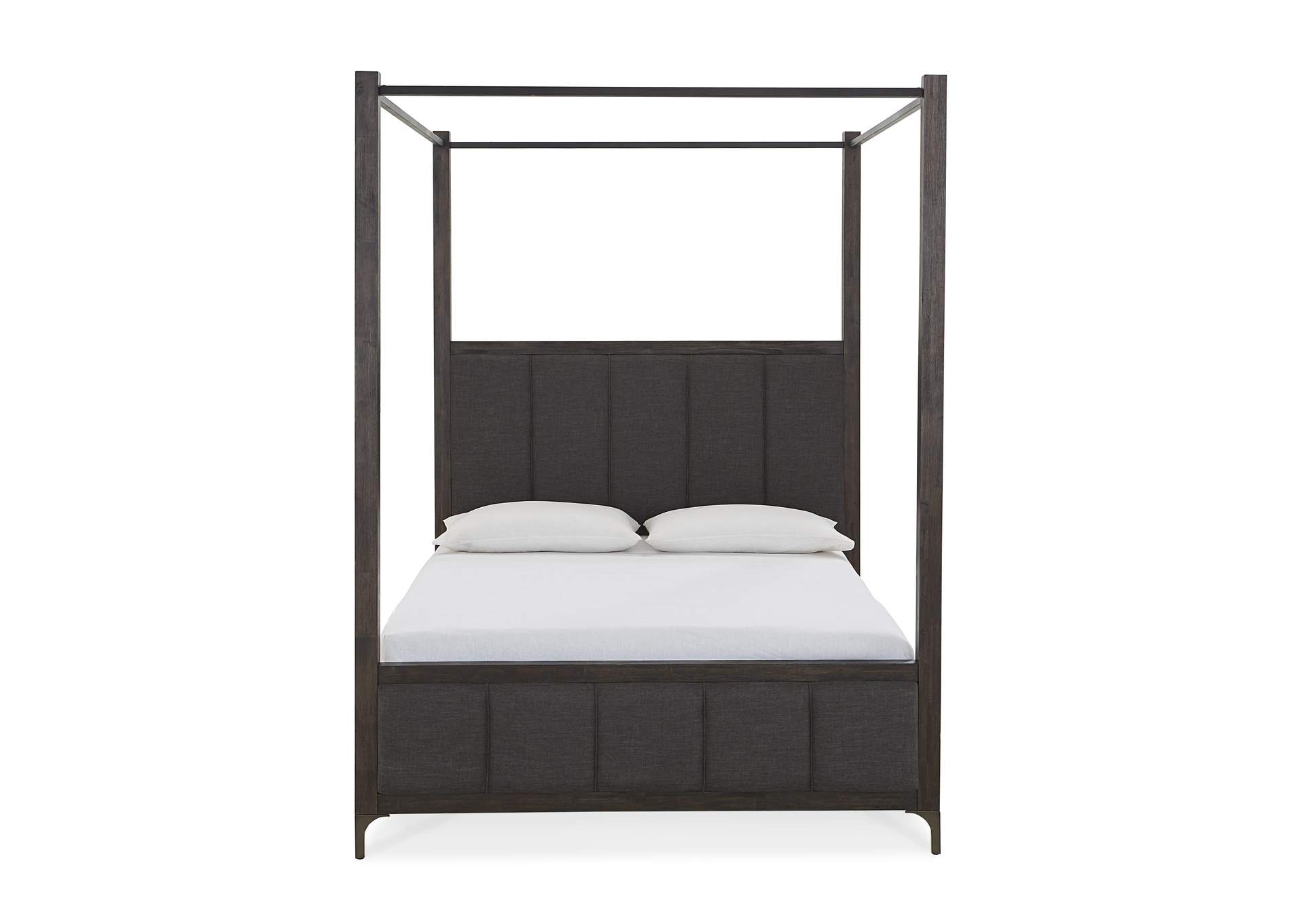 Lucerne Queen Size Upholstered Canopy Bed In Vintage Coffee image 17