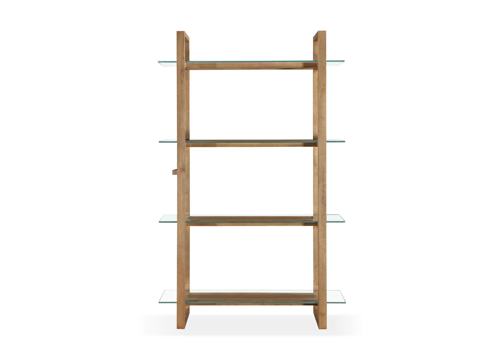 One Modern Coastal Glass Shelf Bookcase In Solid Wood