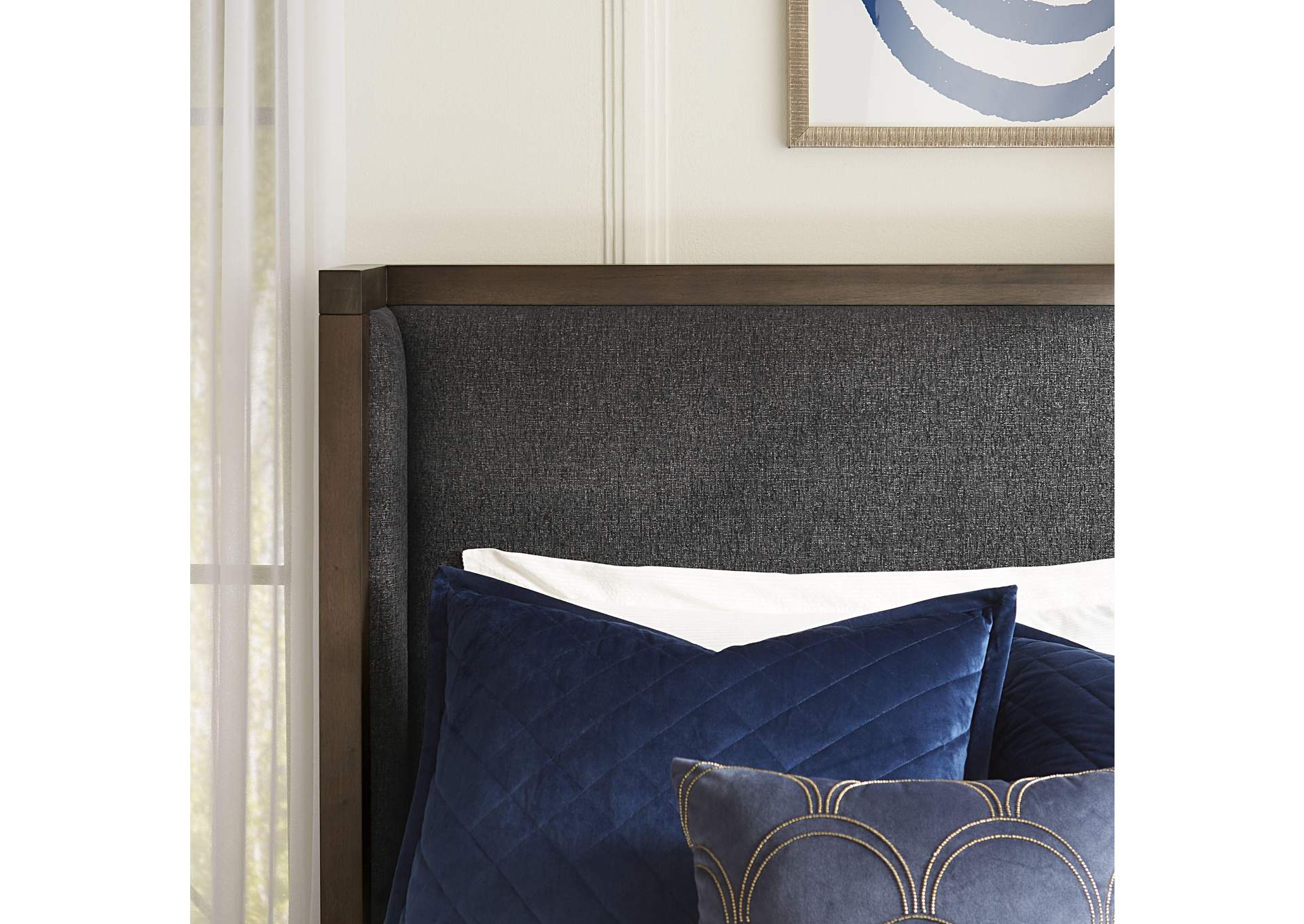 Boracay Upholstered Wingback Storage Bed In Wild Oats Brown image 3