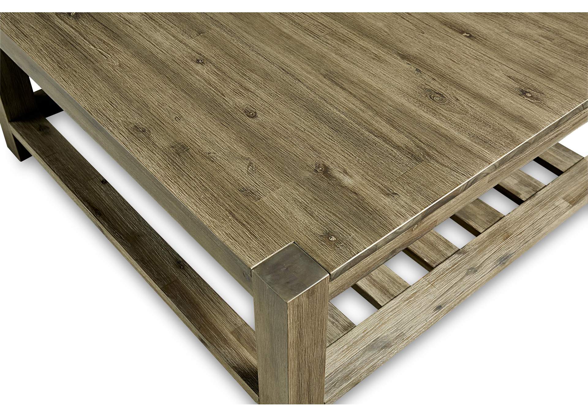 Canyon Solid Wood Square Coffee Table In Washed Grey image 5