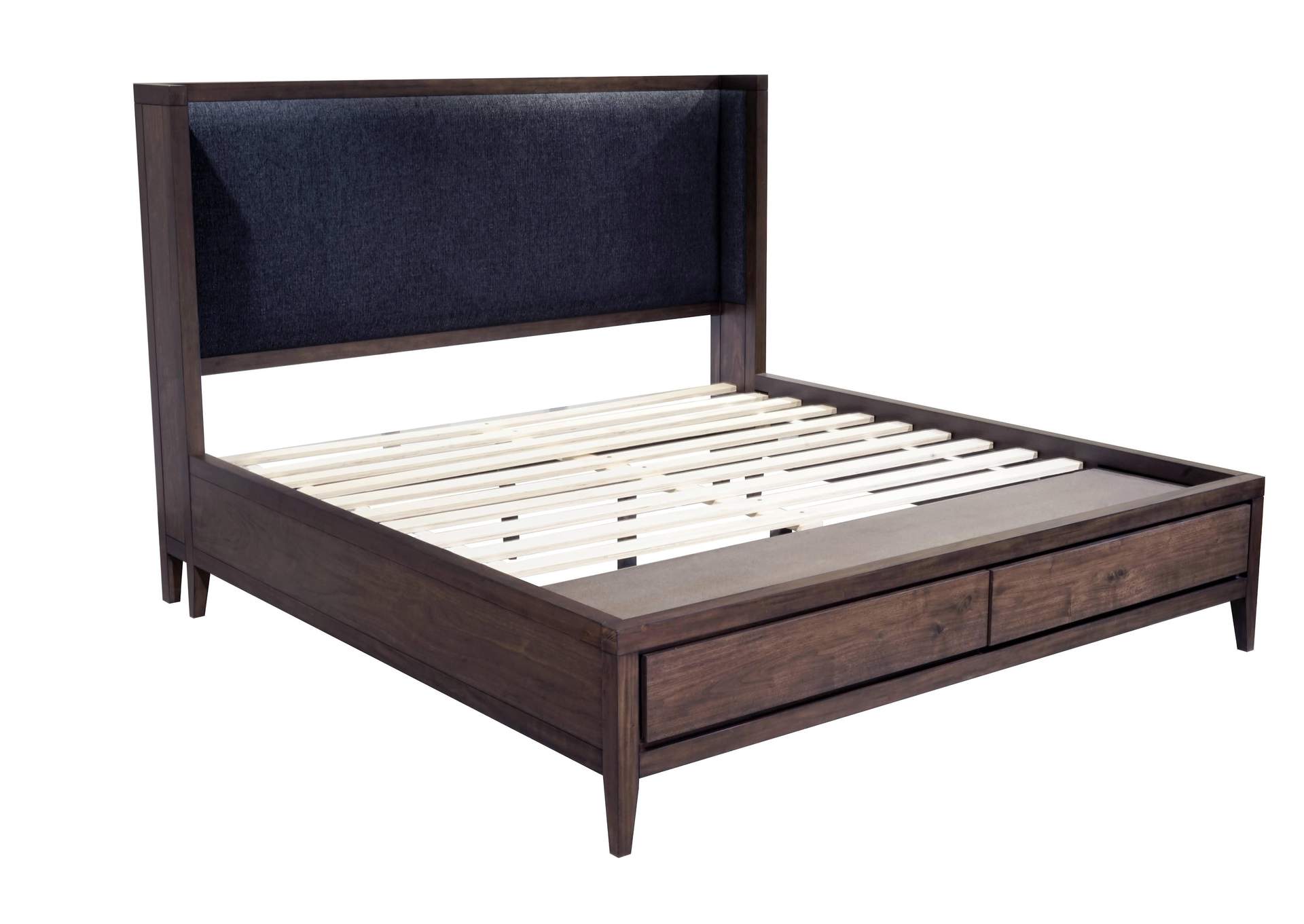 Boracay Upholstered Wingback Storage Bed In Wild Oats Brown image 7