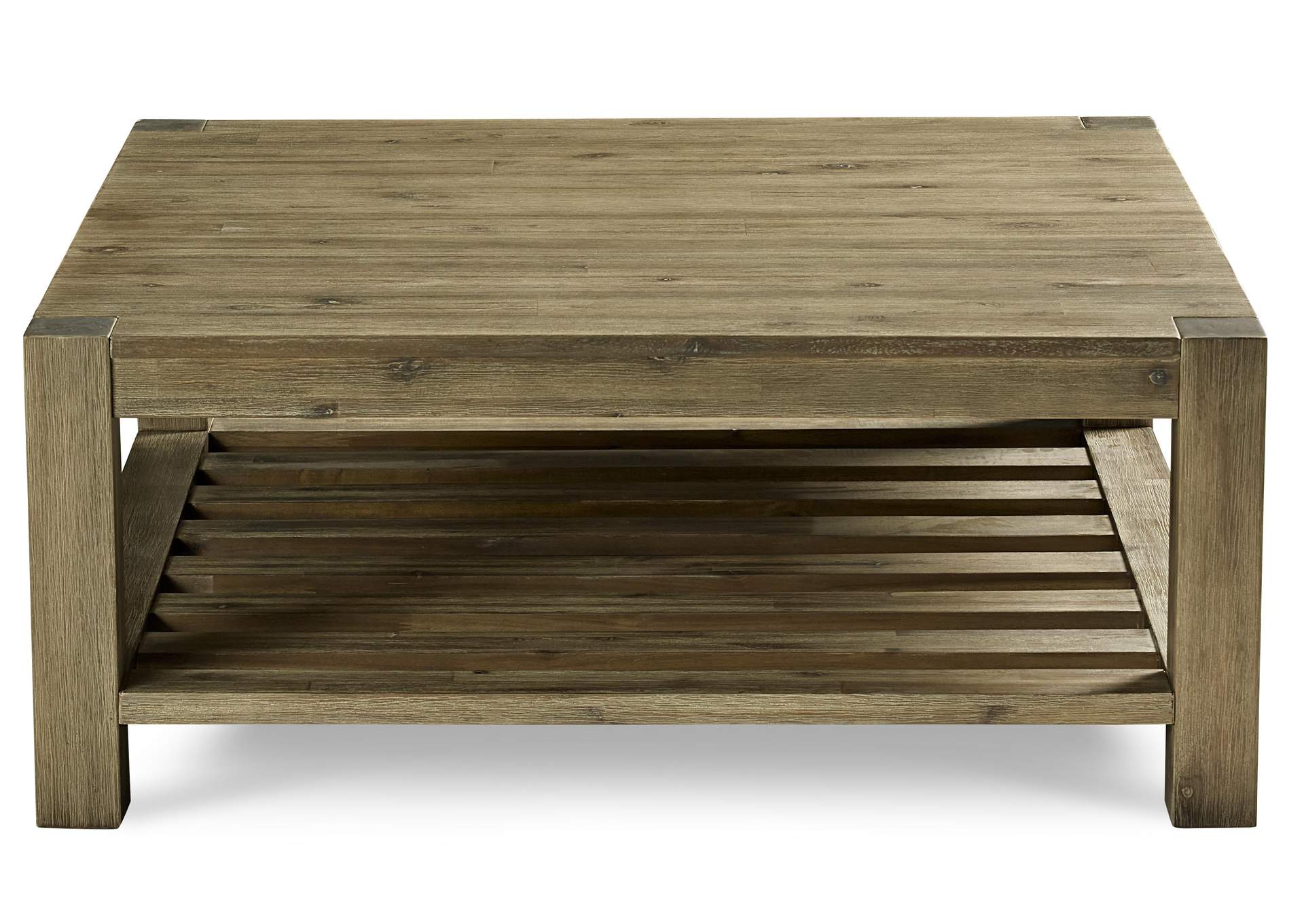 Canyon Solid Wood Square Coffee Table In Washed Grey image 4