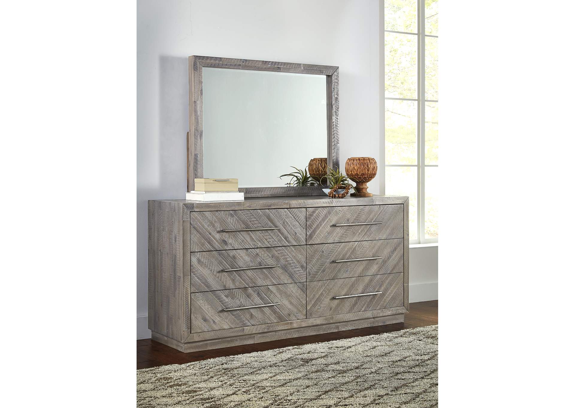 Alexandra Solid Wood Six Drawer Dresser In Rustic Latte (2024) image 9