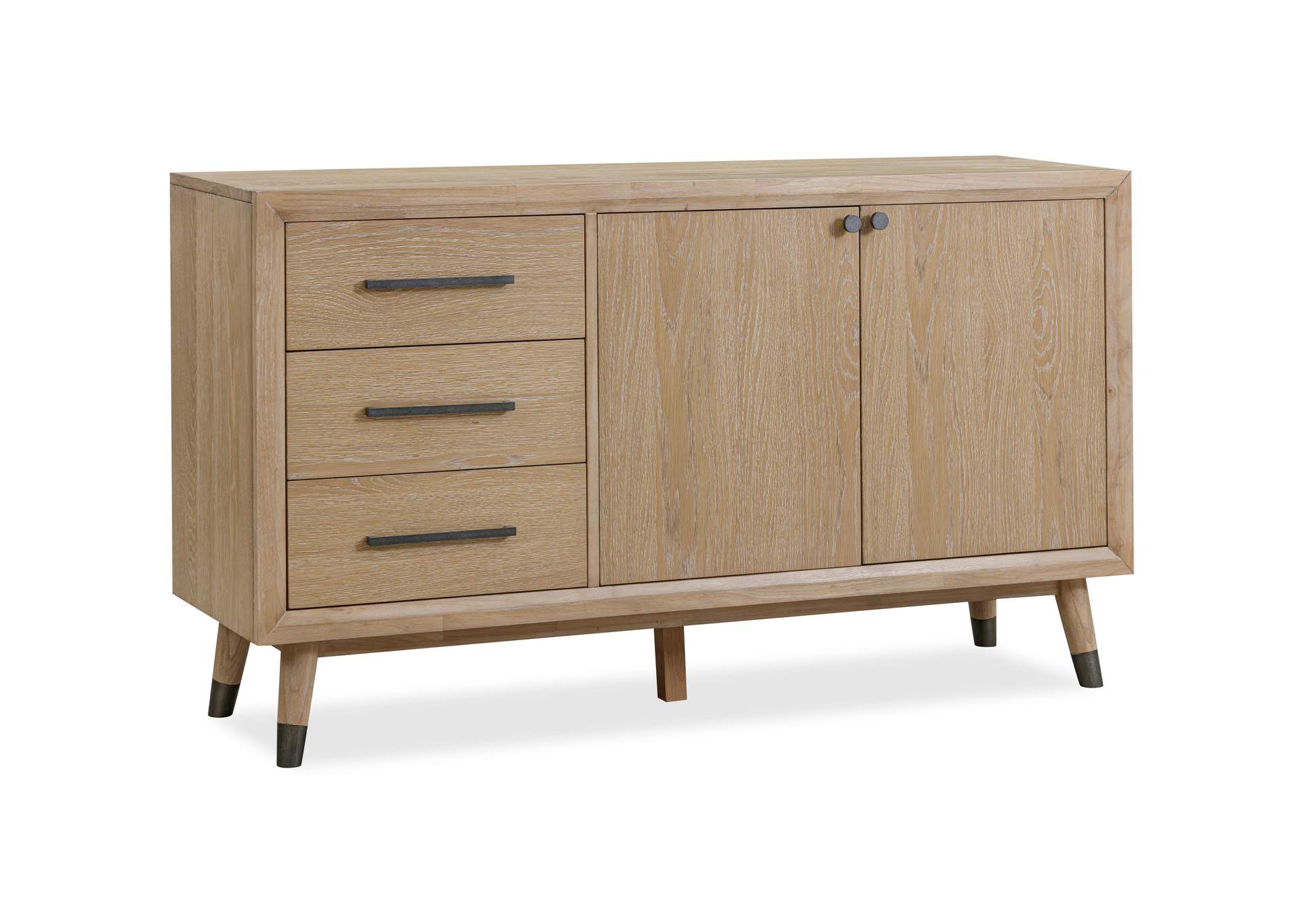 Franklin Three Drawer Two Door White Oak Sideboard In Au Natural