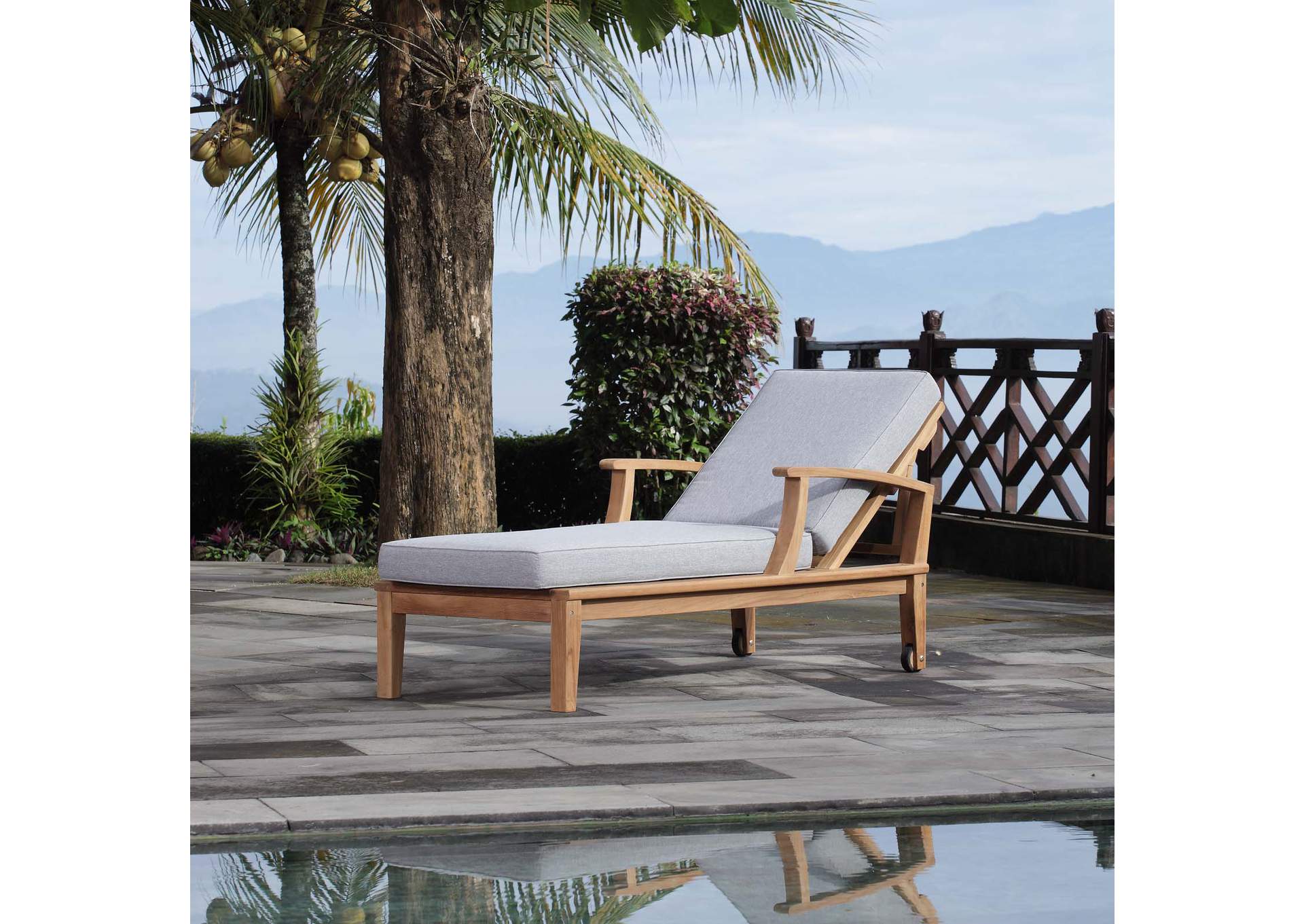 Marina Outdoor Patio Teak Single Chaise