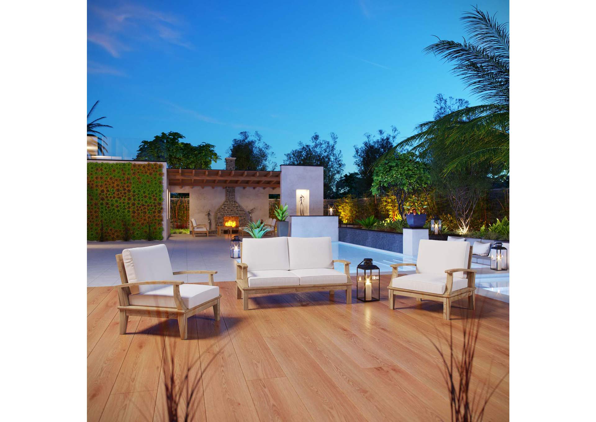 Marina 3 Piece Outdoor Patio Teak Set
