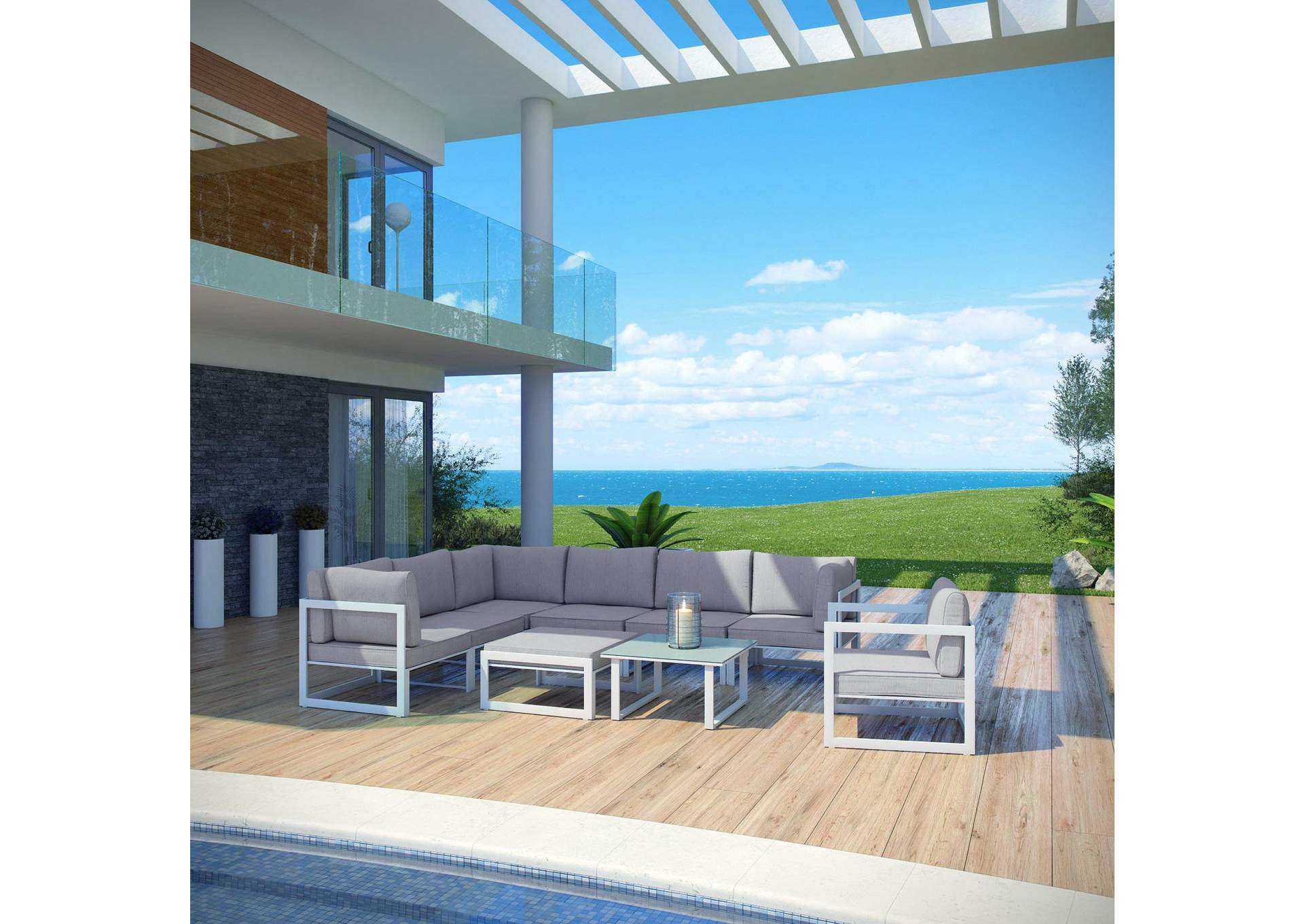 Fortuna 9 Piece Outdoor Patio Sectional Sofa Set By Modway image 10