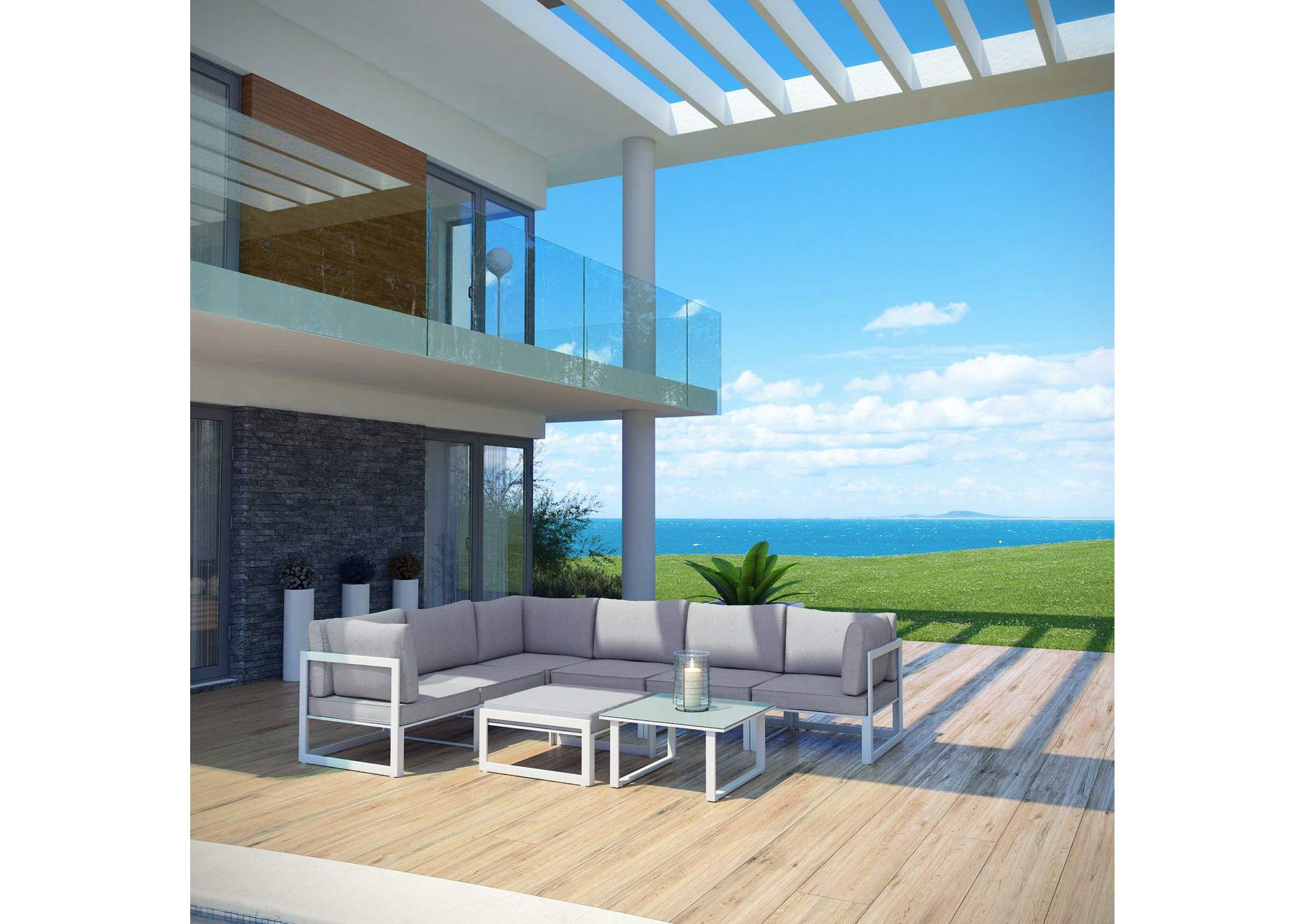 Fortuna 8 Piece Outdoor Patio Sectional Sofa Set image 9