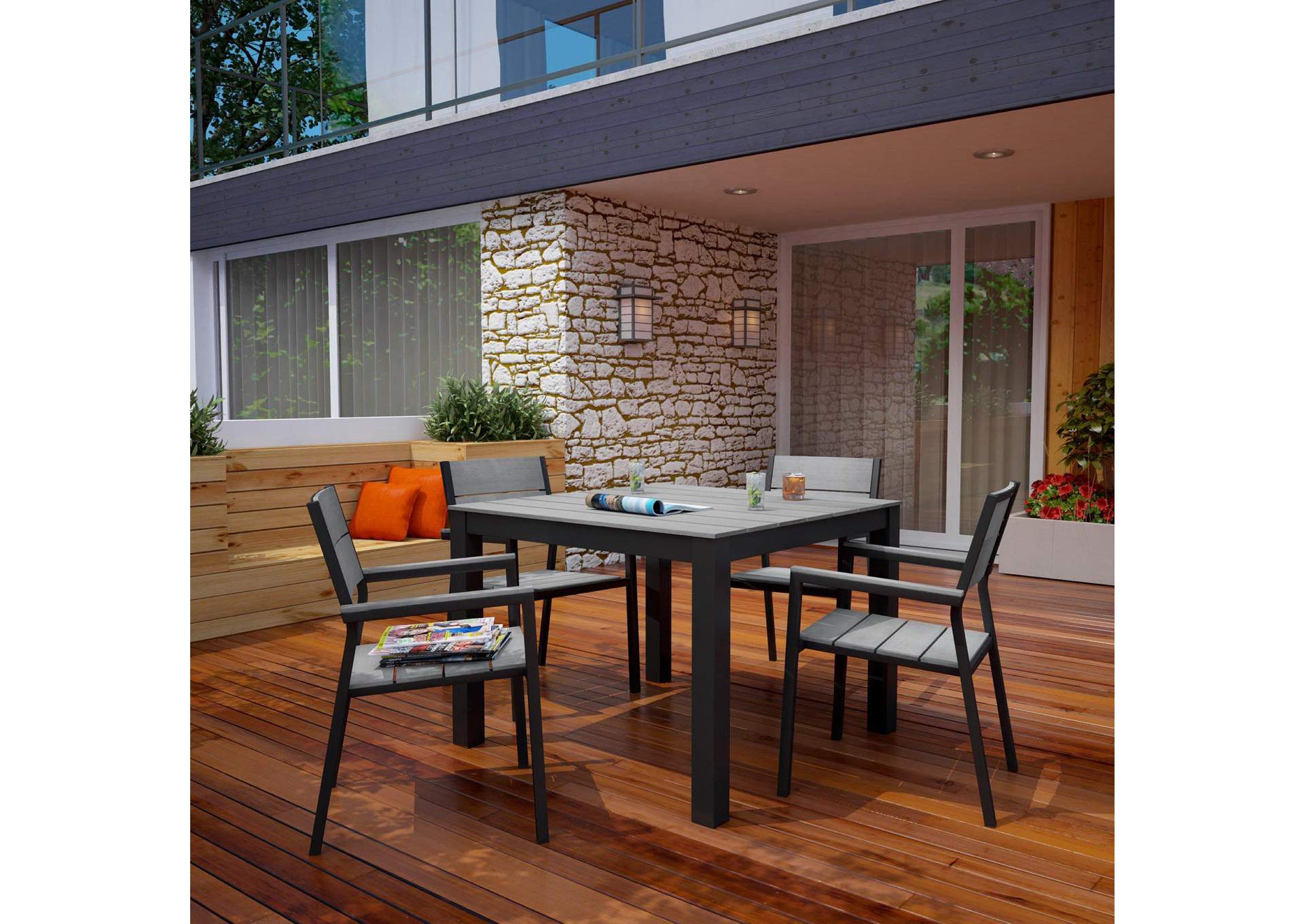 Maine 5 Piece Outdoor Patio Dining Set image 8