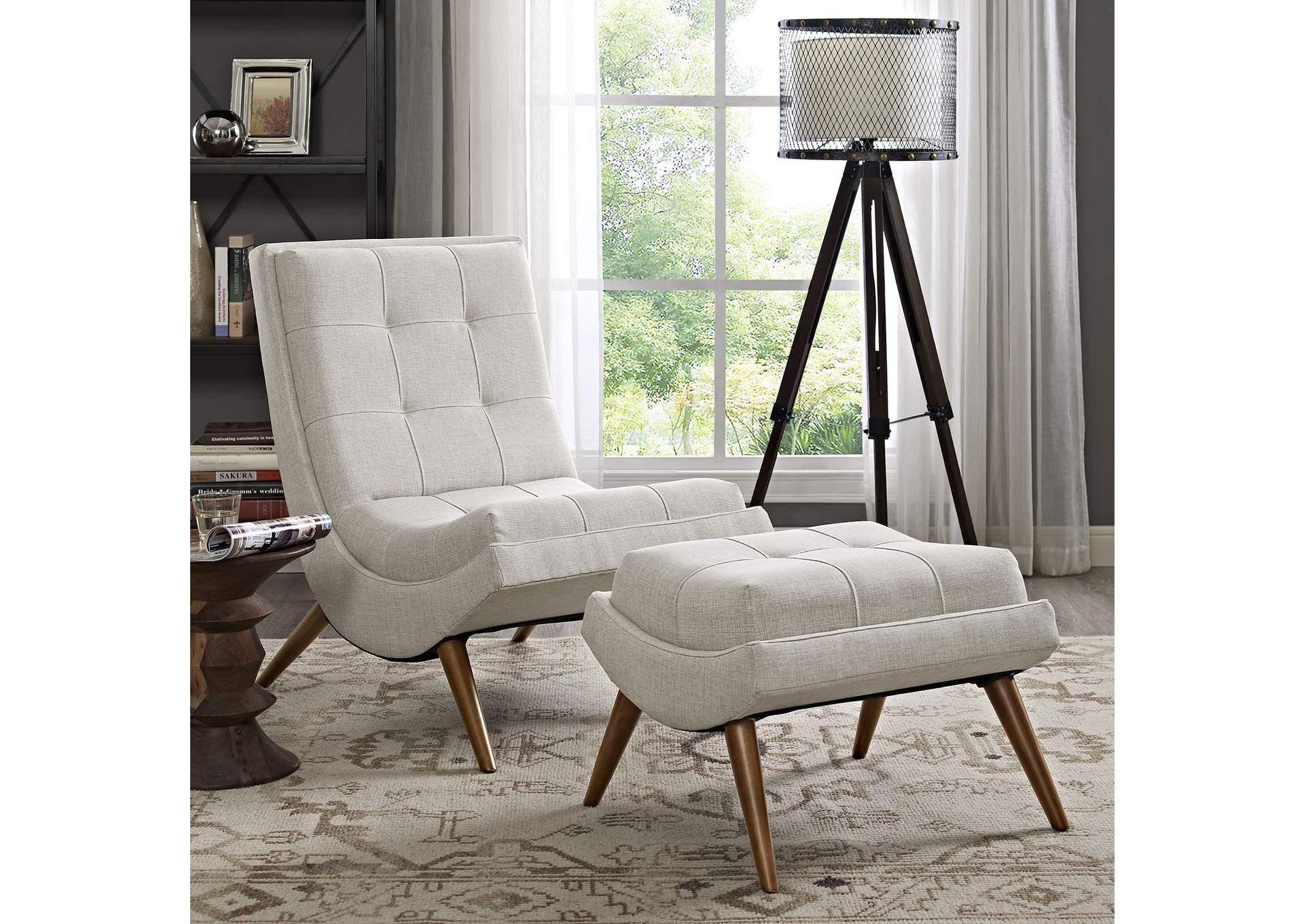 Ramp Upholstered Fabric Lounge Chair Set