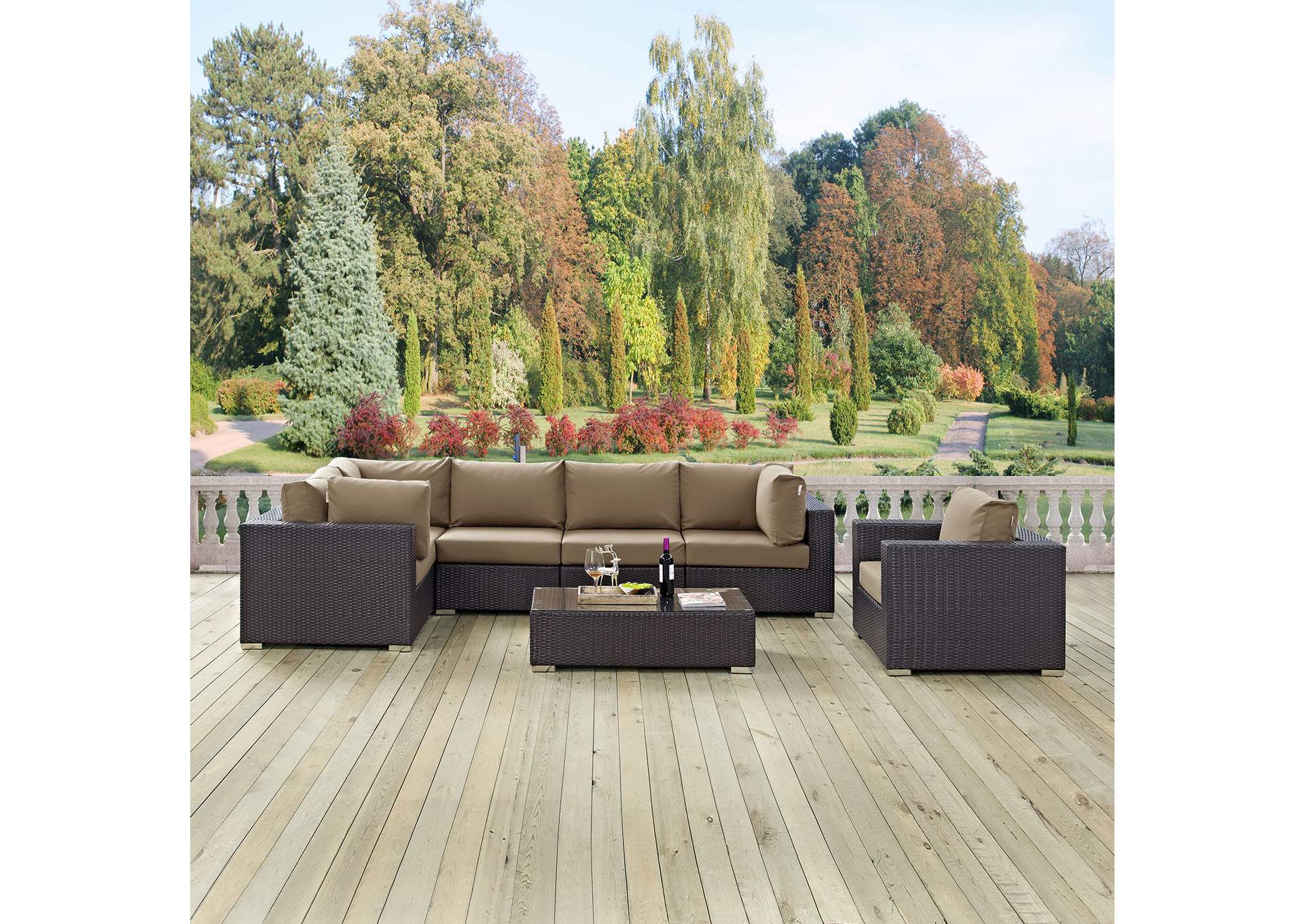 Convene 7 Piece Outdoor Patio Sectional Set By Modway