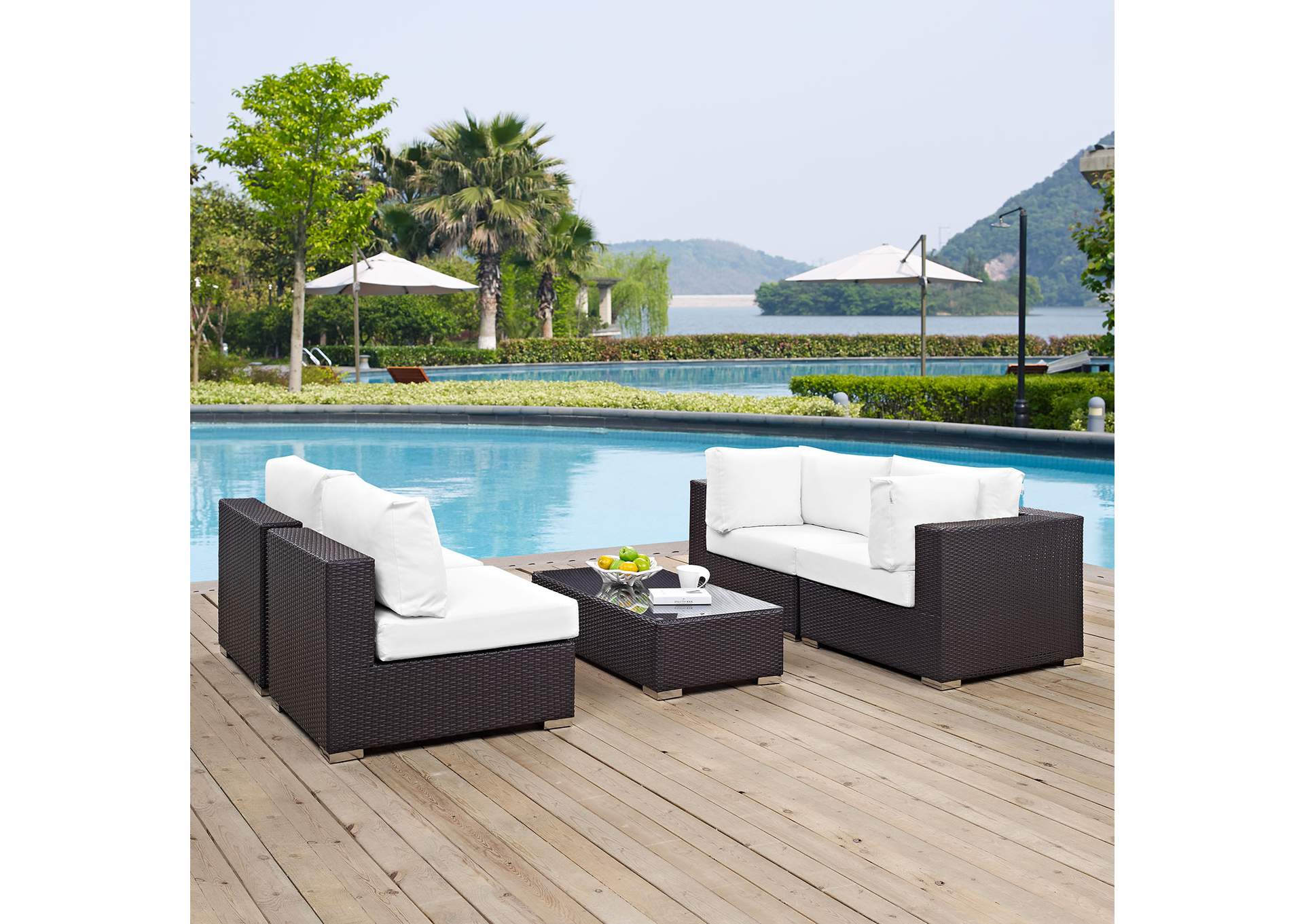 Convene 5 Piece Outdoor Patio Sectional Set