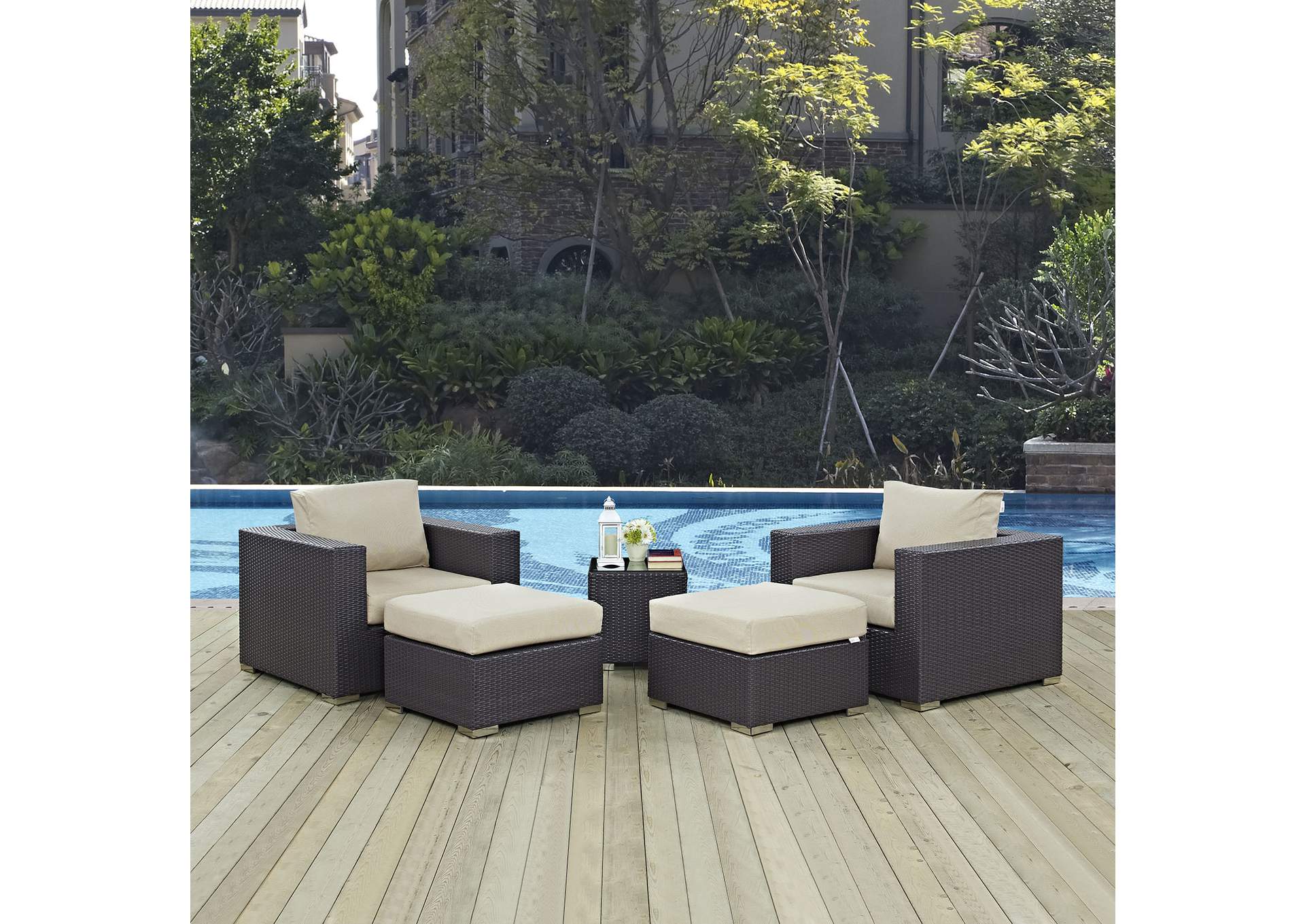 Convene 5 Piece Outdoor Patio Sectional Set