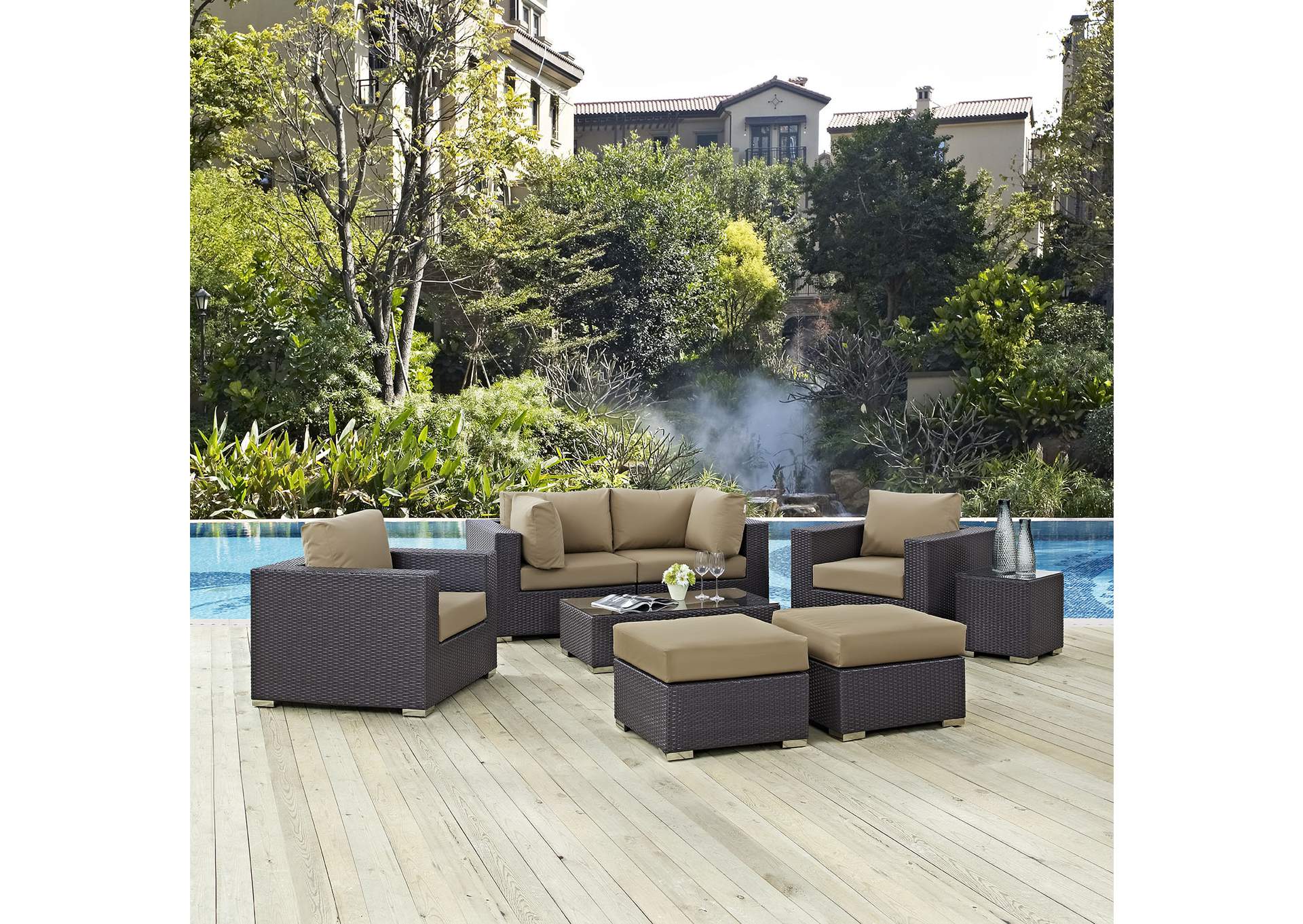 Convene 8 Piece Outdoor Patio Sectional Set By Modway