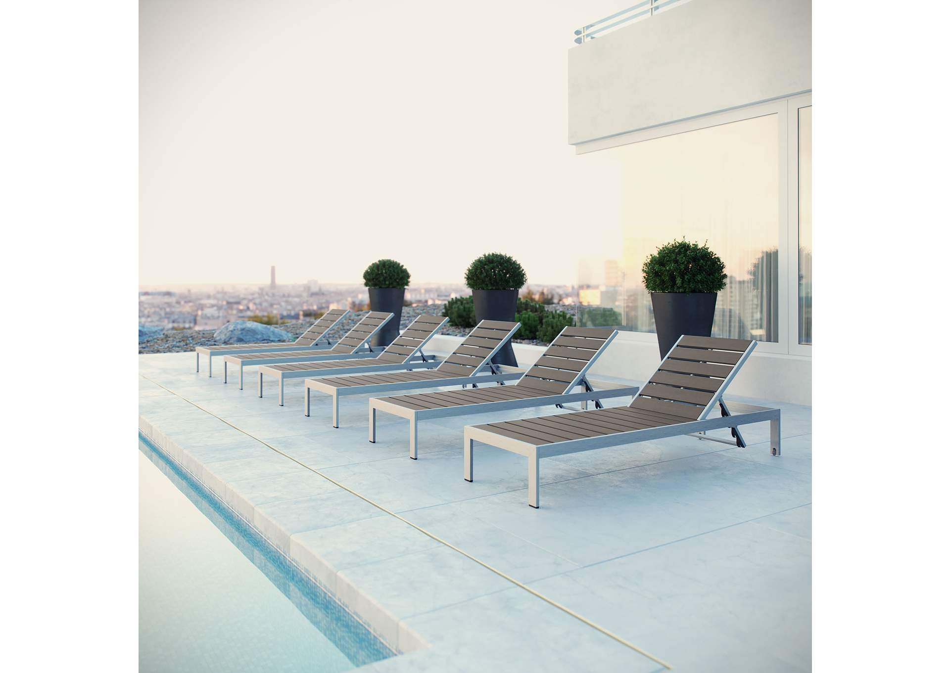 Shore Chaise Outdoor Patio Aluminum Set Of 6