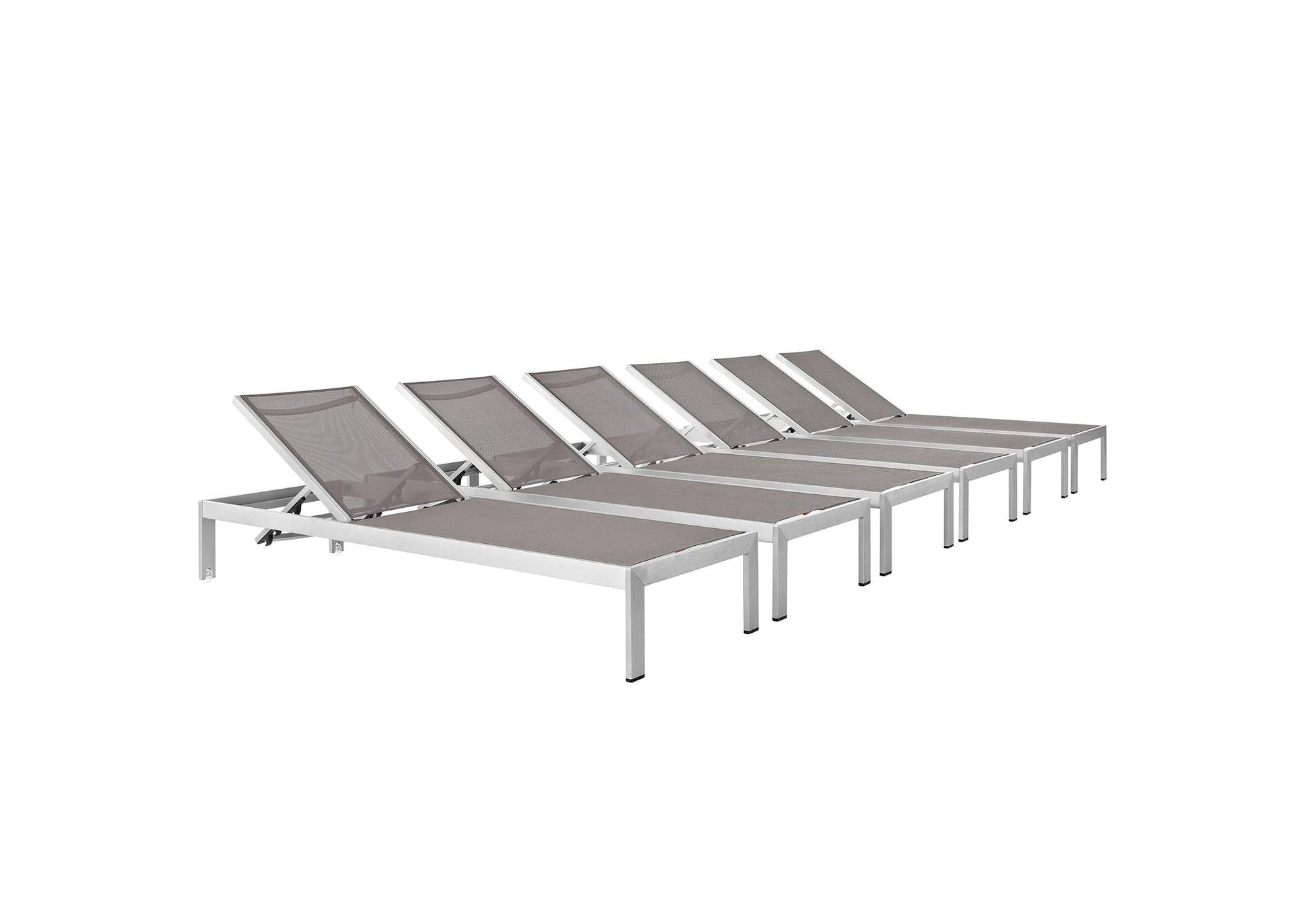 Shore Outdoor Patio Aluminum Chaise Set Of 6 By Modway