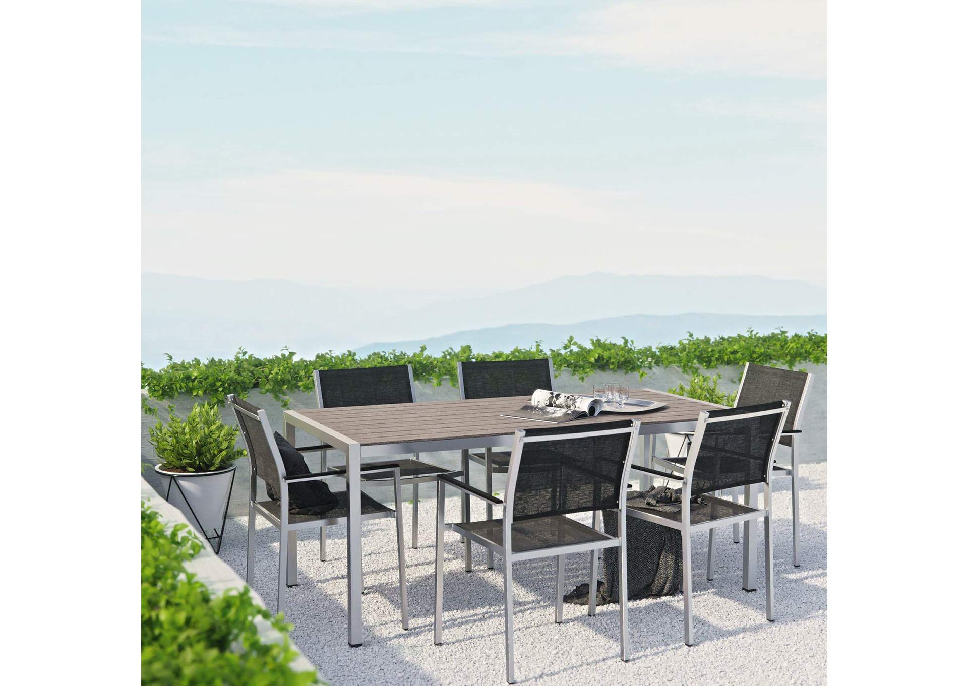 Shore 7 Piece Outdoor Patio Aluminum Dining Set image 8