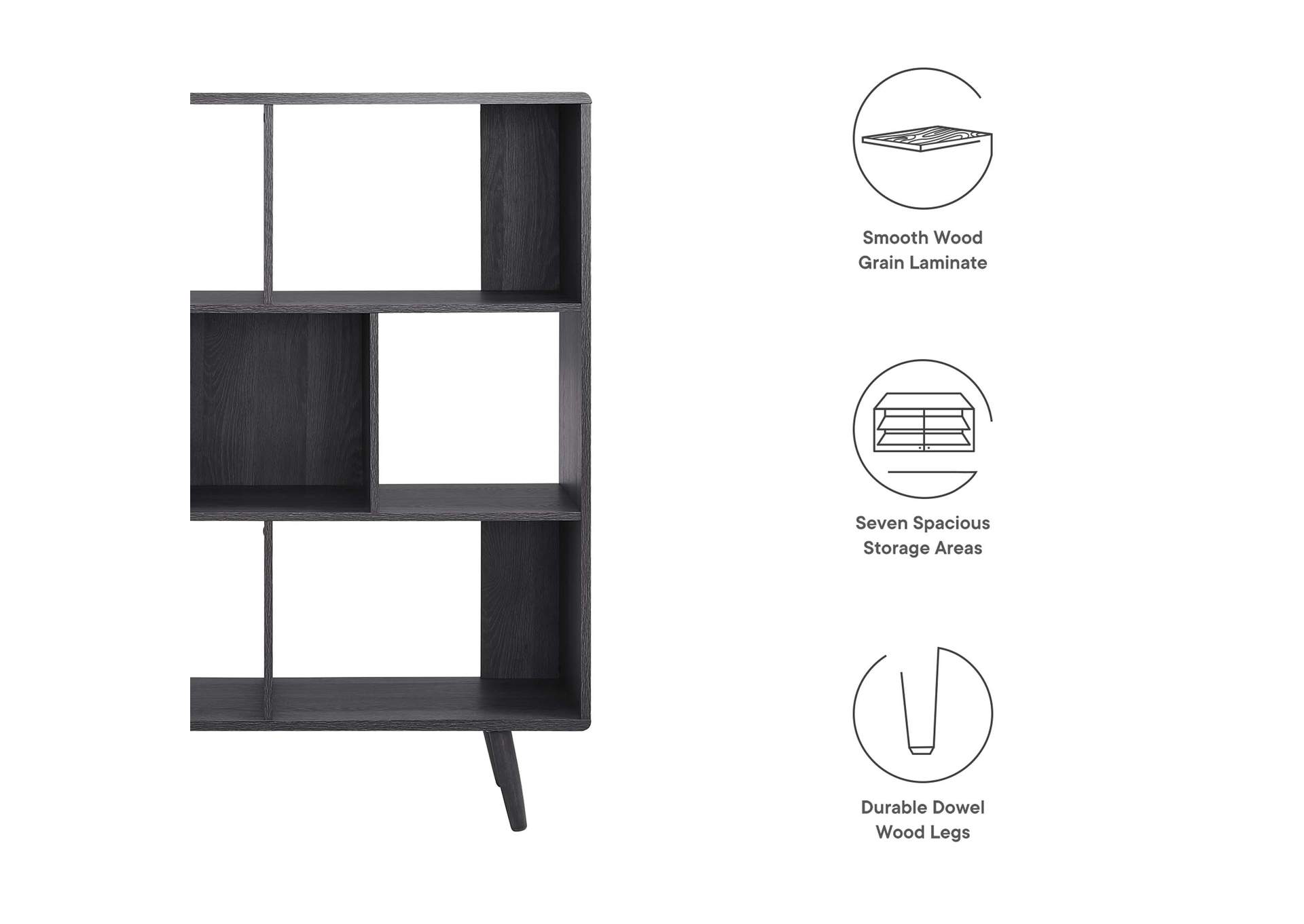 Transmit 7 Shelf Wood Grain Bookcase