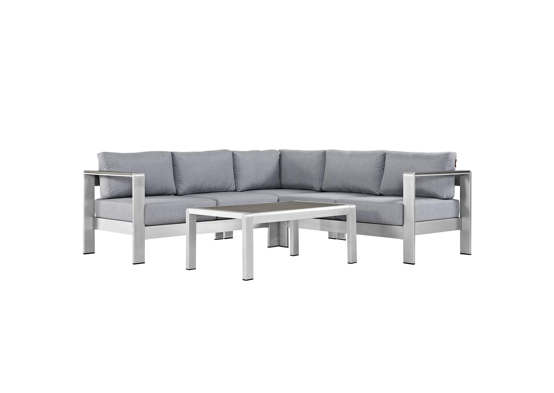 Shore 4 Piece Outdoor Patio Aluminum Sectional Sofa Set By Modway