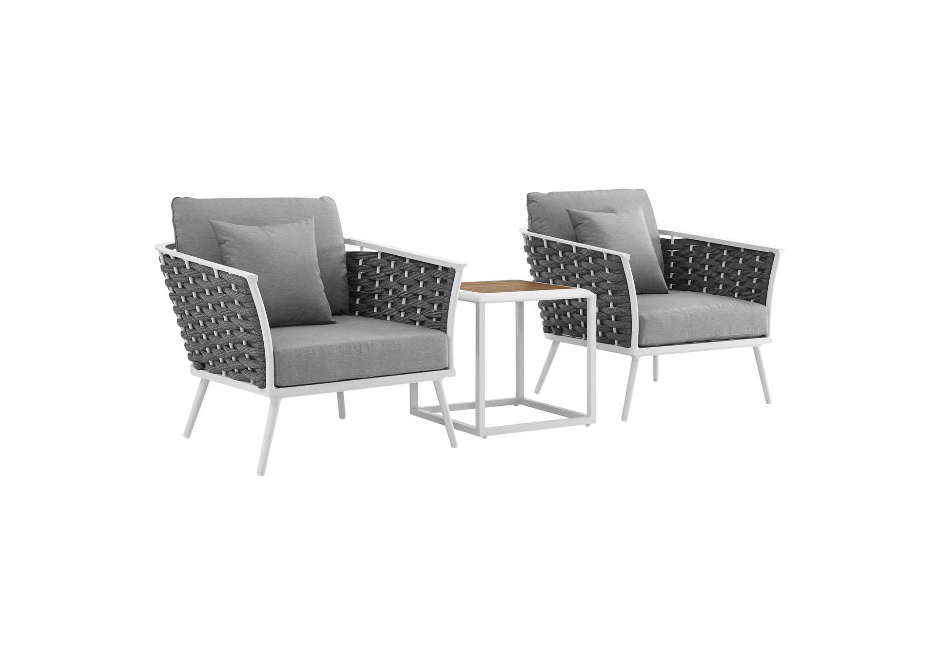 Stance 3 Piece Outdoor Patio Aluminum Sectional Sofa Set By Modway image 1