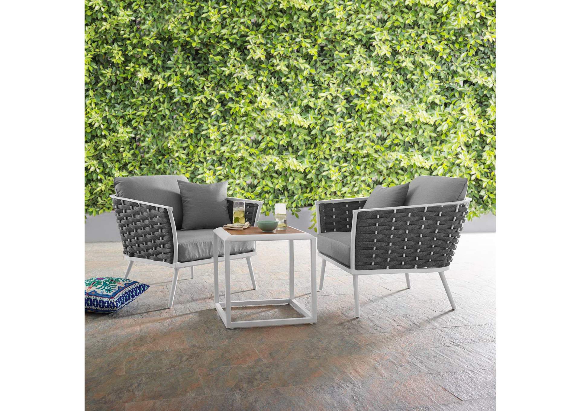 Stance 3 Piece Outdoor Patio Aluminum Sectional Sofa Set image 9