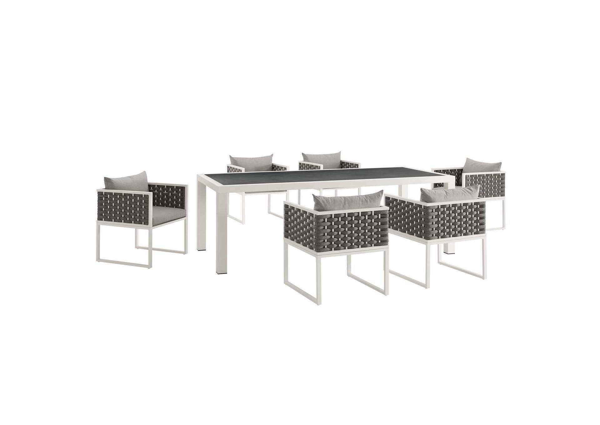 Stance 7 Piece Outdoor Patio Aluminum Dining Set By Modway image 1