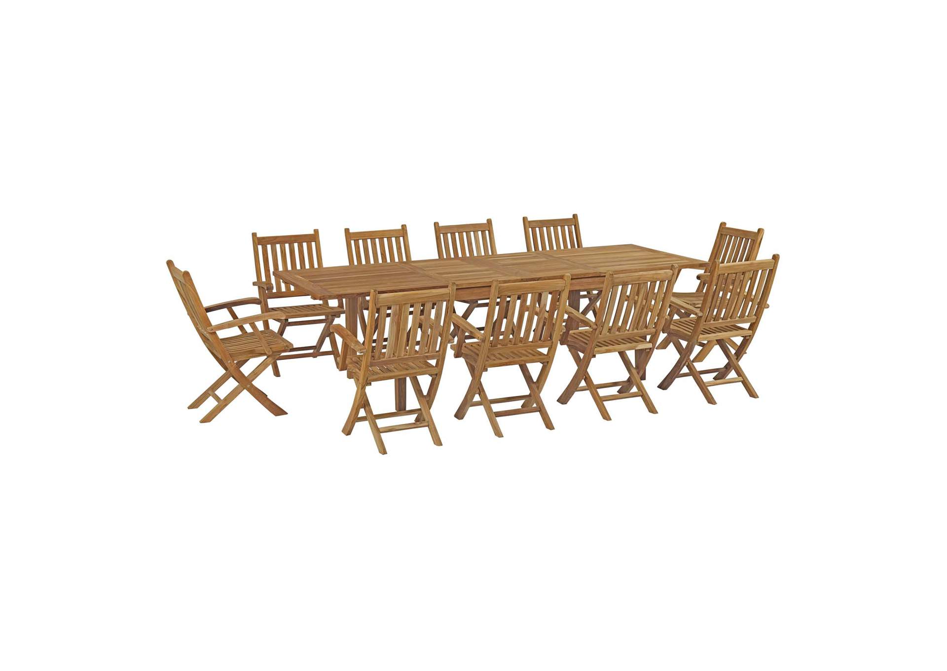 Marina 11 Piece Outdoor Patio Teak Dining Set By Modway