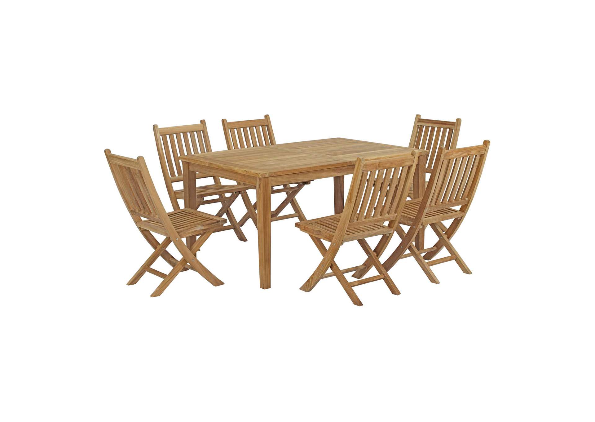 Marina 7 Piece Outdoor Patio Teak Dining Set By Modway