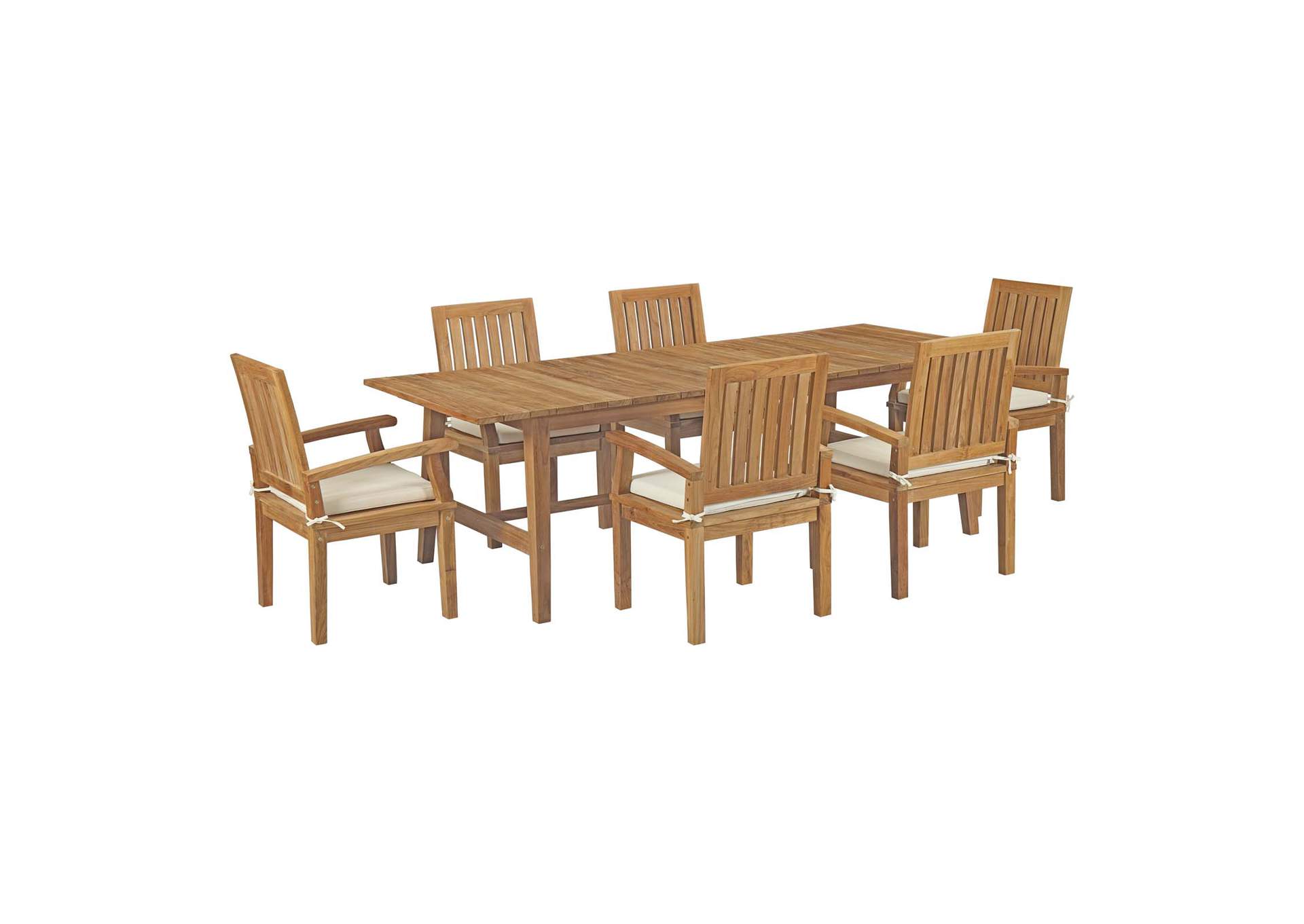 Marina 7 Piece Outdoor Patio Teak Dining Set By Modway