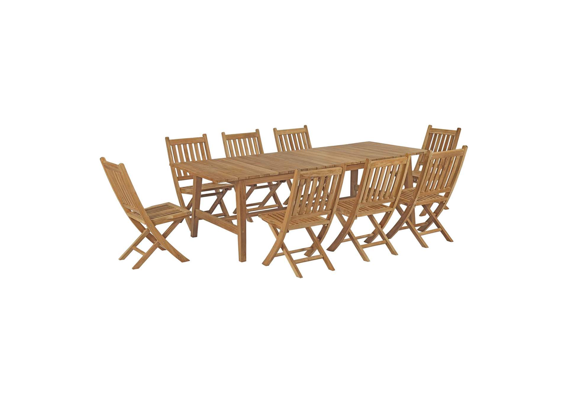 Marina 9 Piece Outdoor Patio Teak Dining Set By Modway