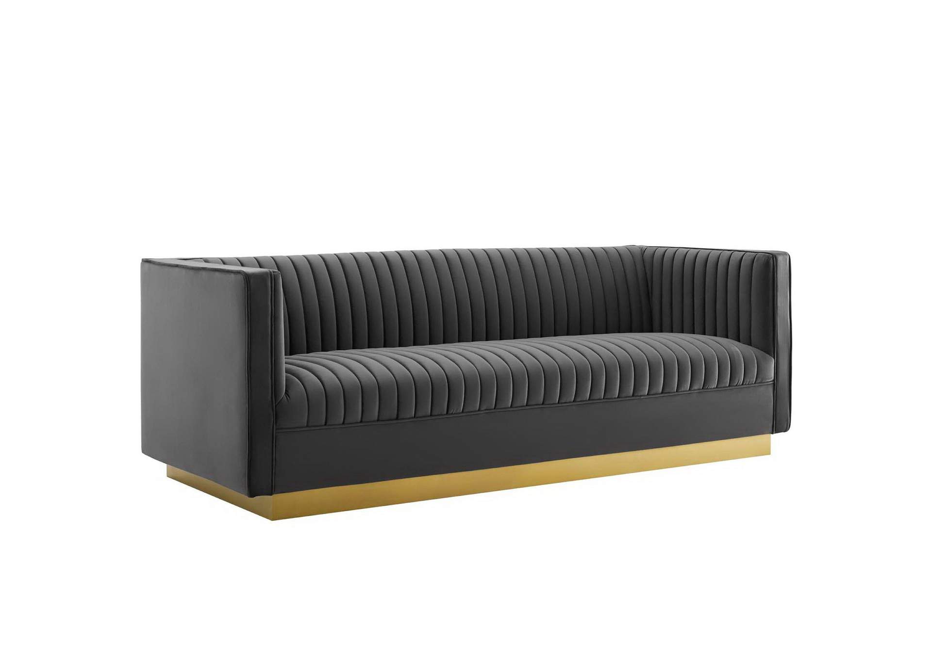 Sanguine Vertical Channel Tufted Performance Velvet Sofa image 3