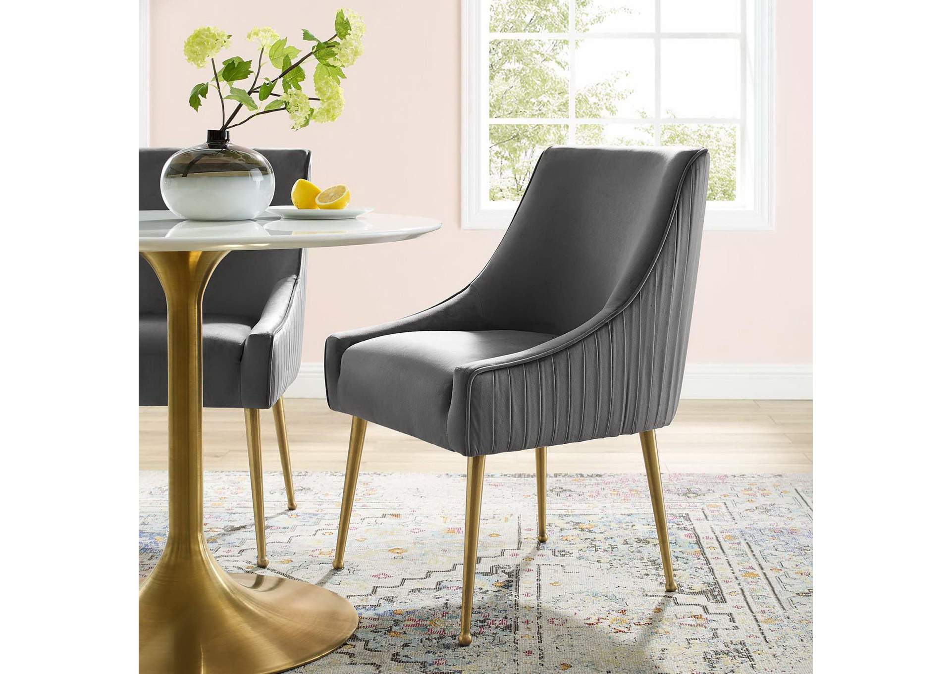 Discern Pleated Back Upholstered Performance Velvet Dining Chair image 7