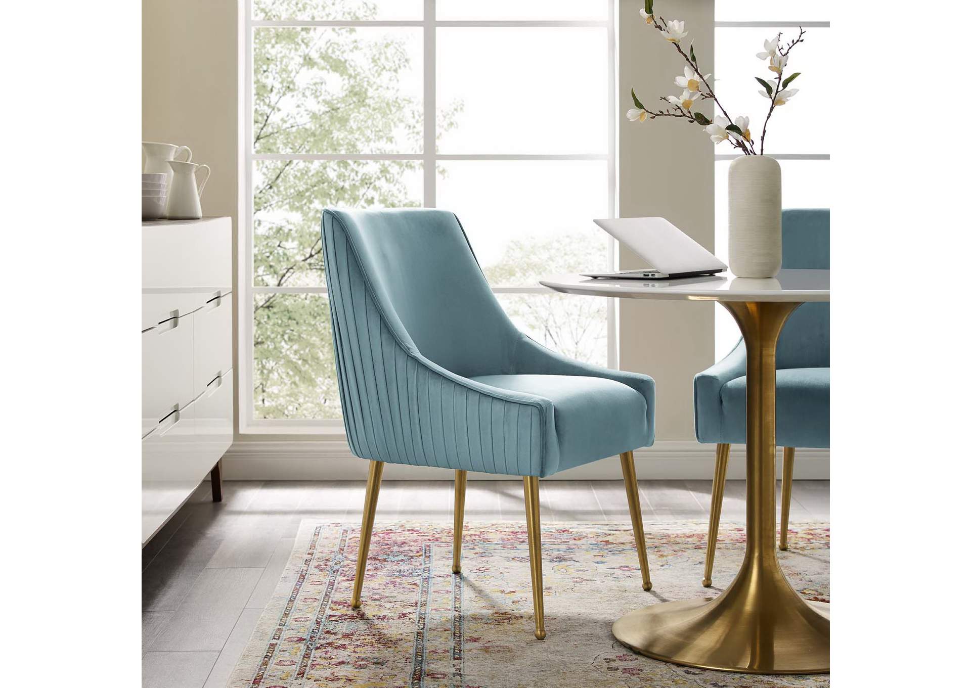 Discern Pleated Back Upholstered Performance Velvet Dining Chair image 7