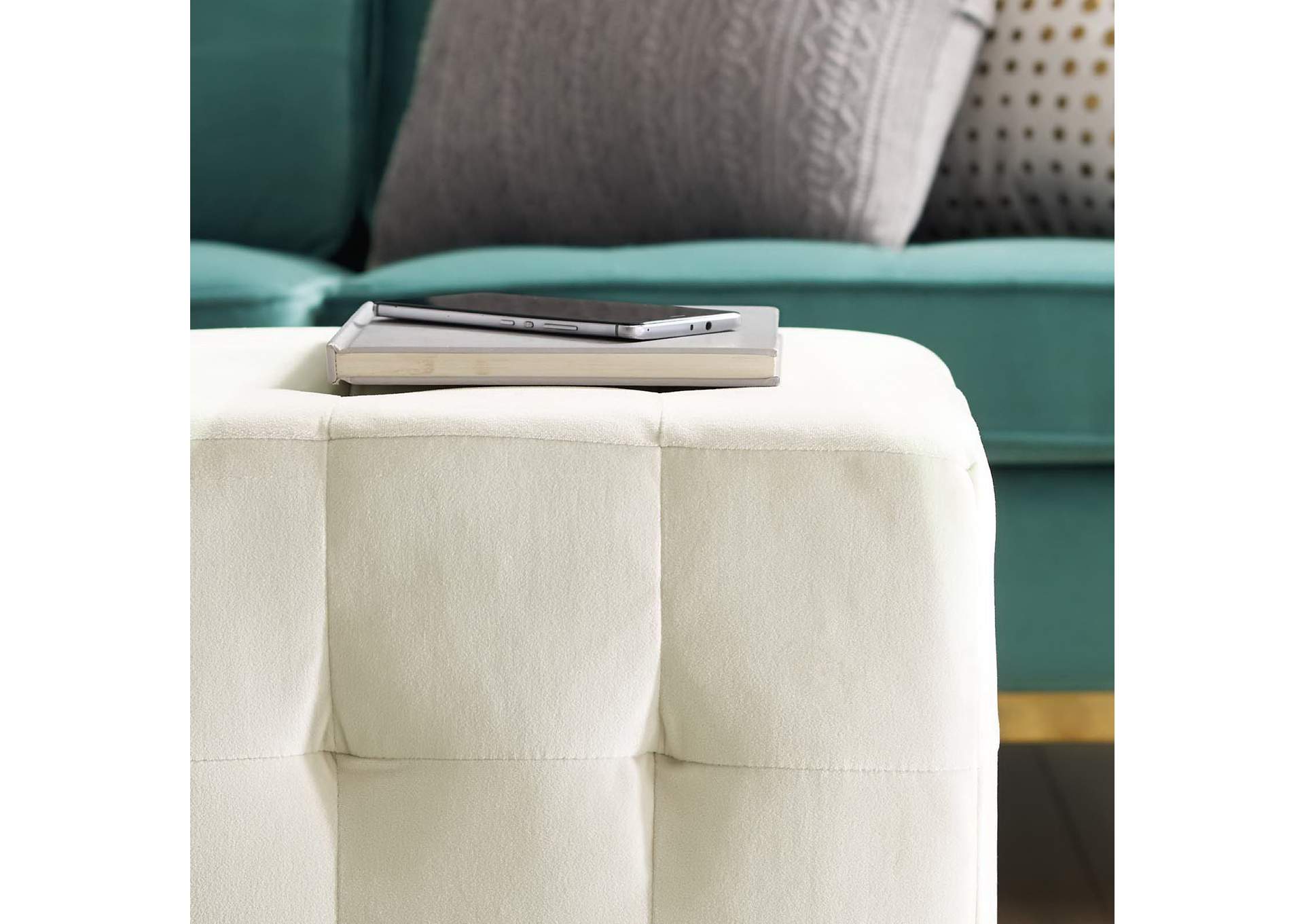 Contour Tufted Cube Performance Velvet Ottoman image 5