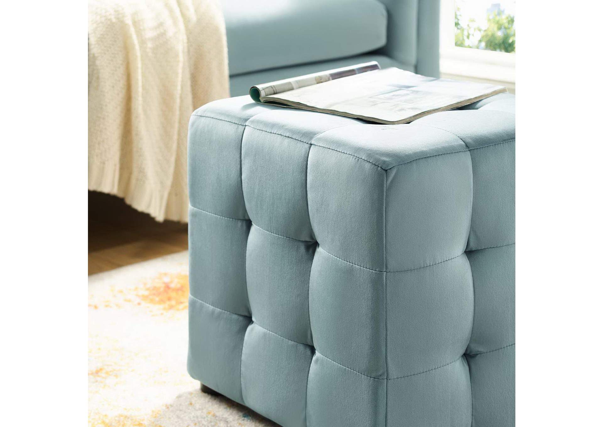 Contour Tufted Cube Performance Velvet Ottoman image 5