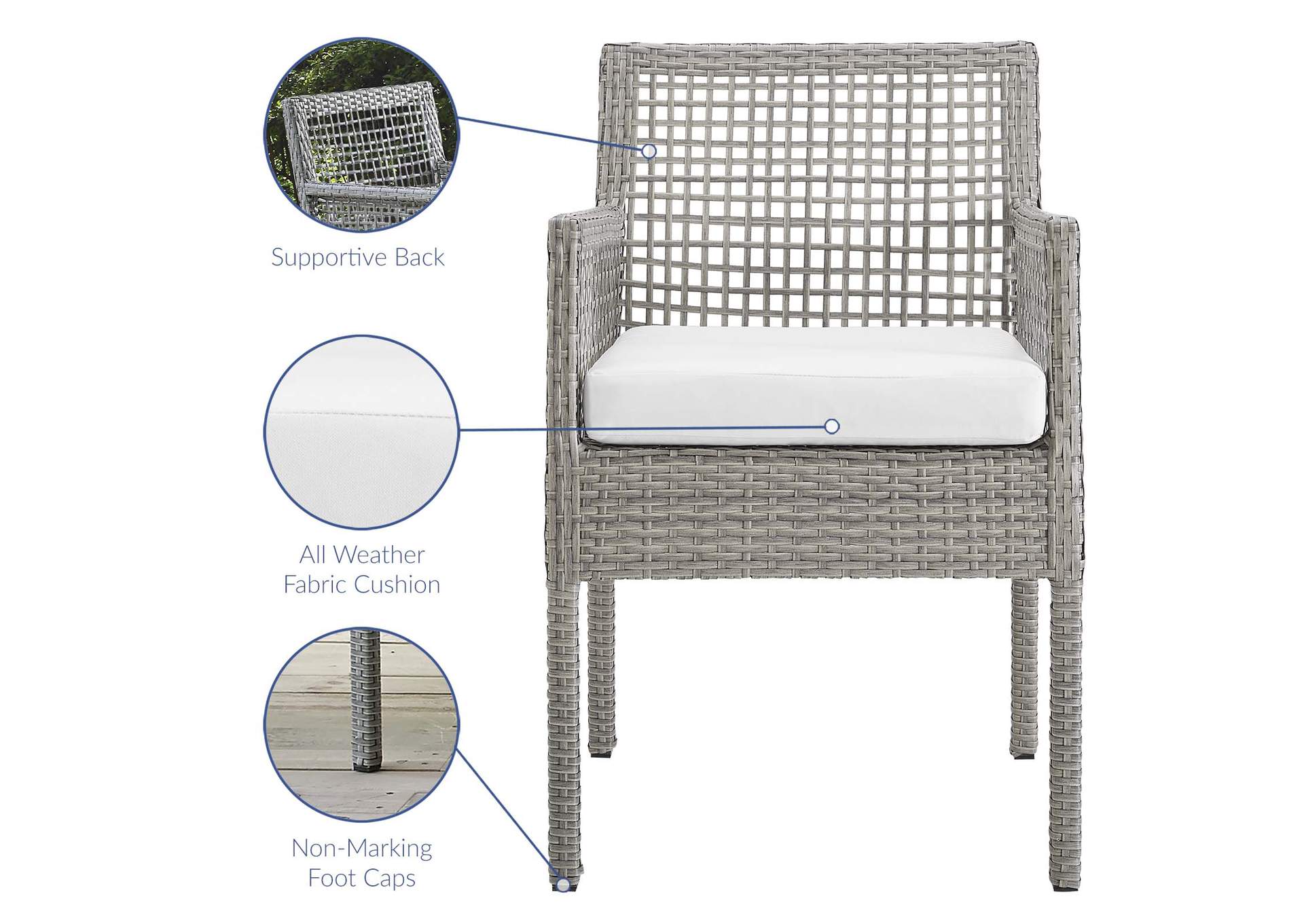 Aura Dining Armchair Outdoor Patio Wicker Rattan Set Of 4