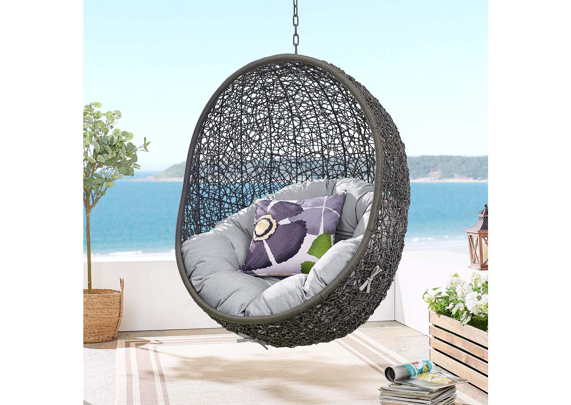 Hide Sunbrella® Fabric Swing Outdoor Patio Lounge Chair Without Stand