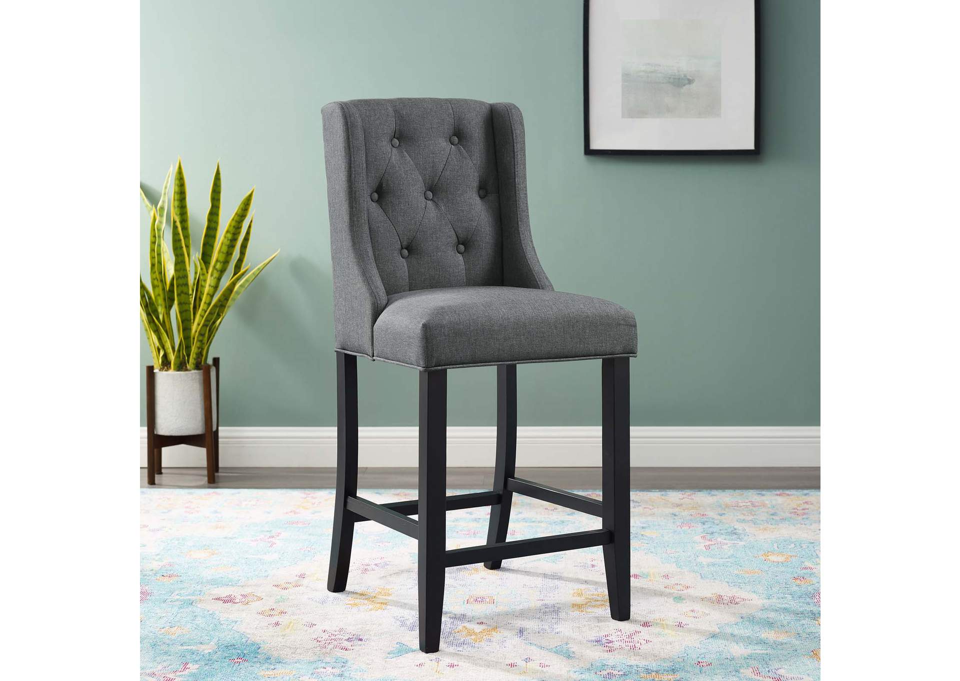 Baronet Tufted Button Upholstered Fabric Counter Stool