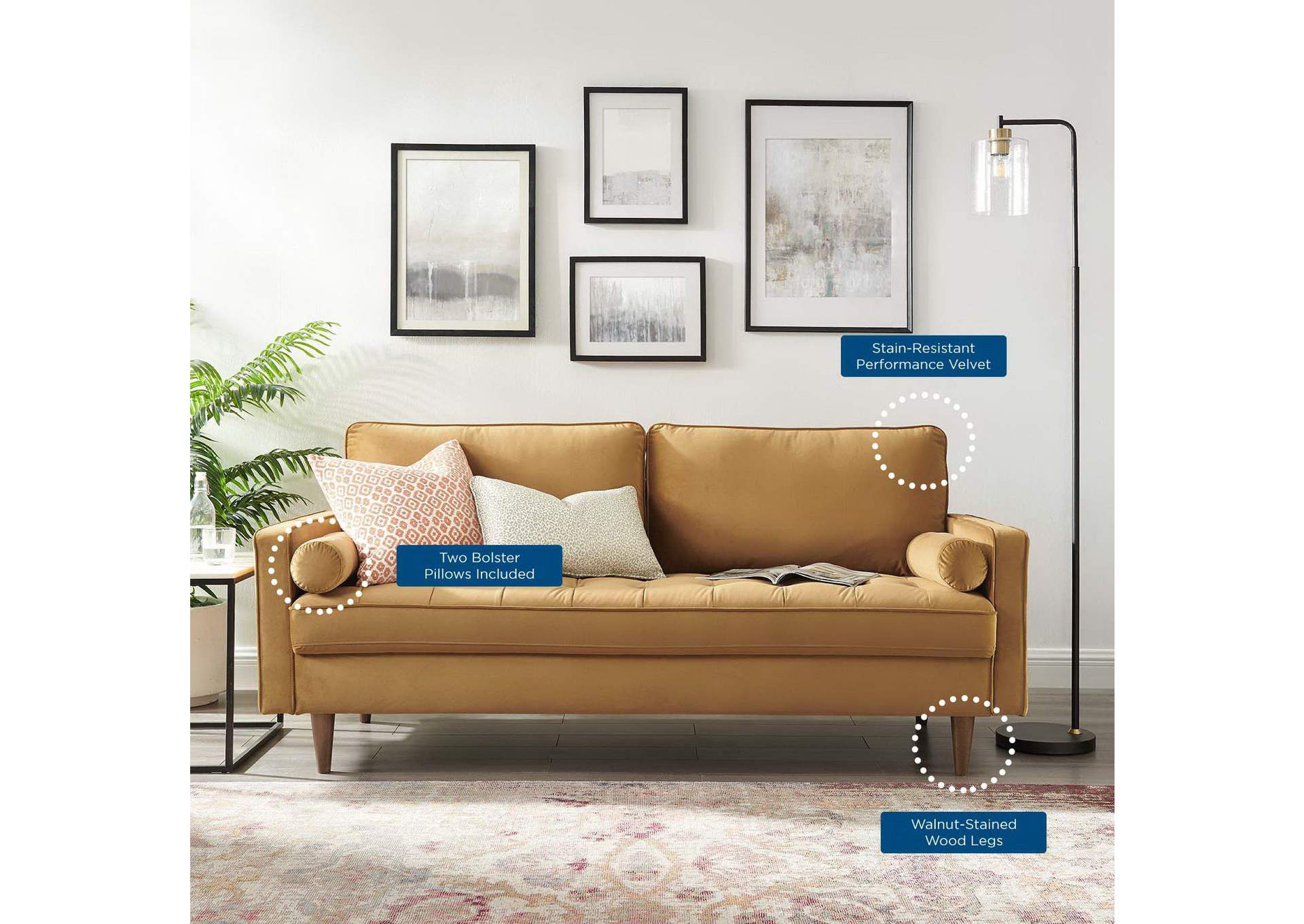 Valour Performance Velvet Sofa By Modway image 10