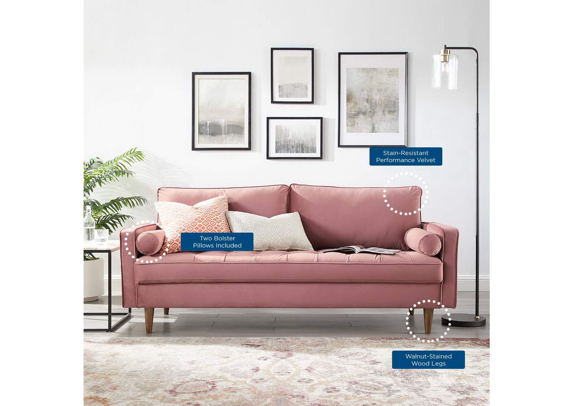 Valour Performance Velvet Sofa By Modway image 10