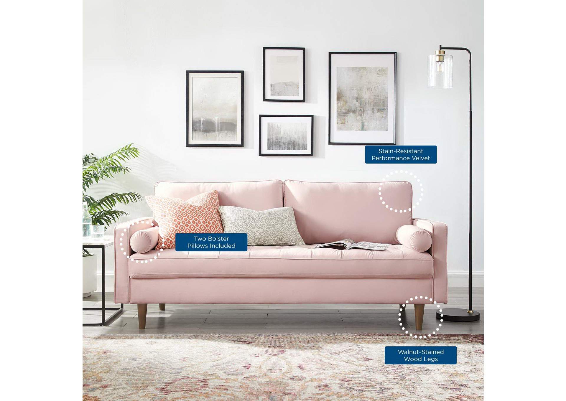 Valour Performance Velvet Sofa By Modway image 10