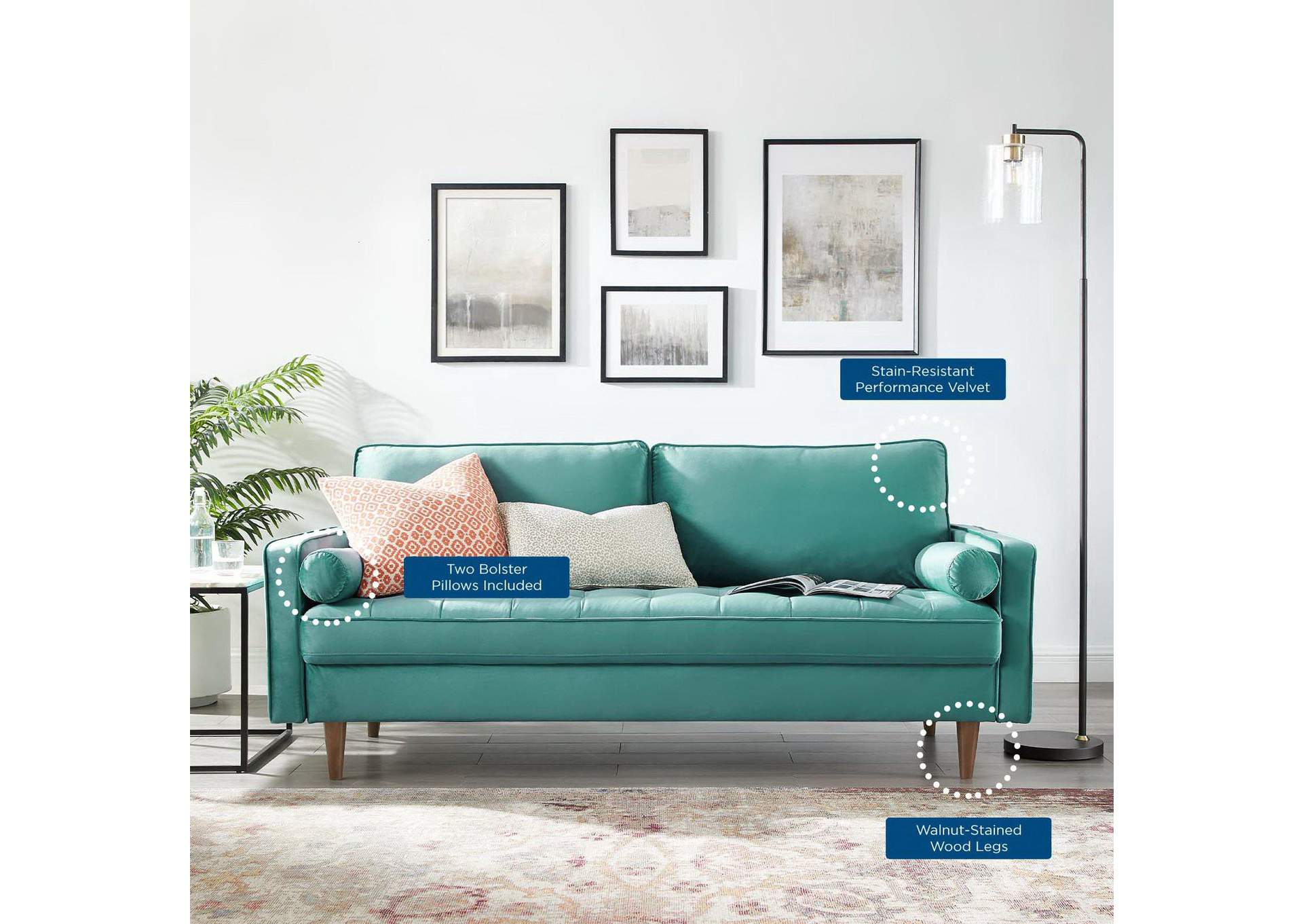 Valour Performance Velvet Sofa By Modway image 10