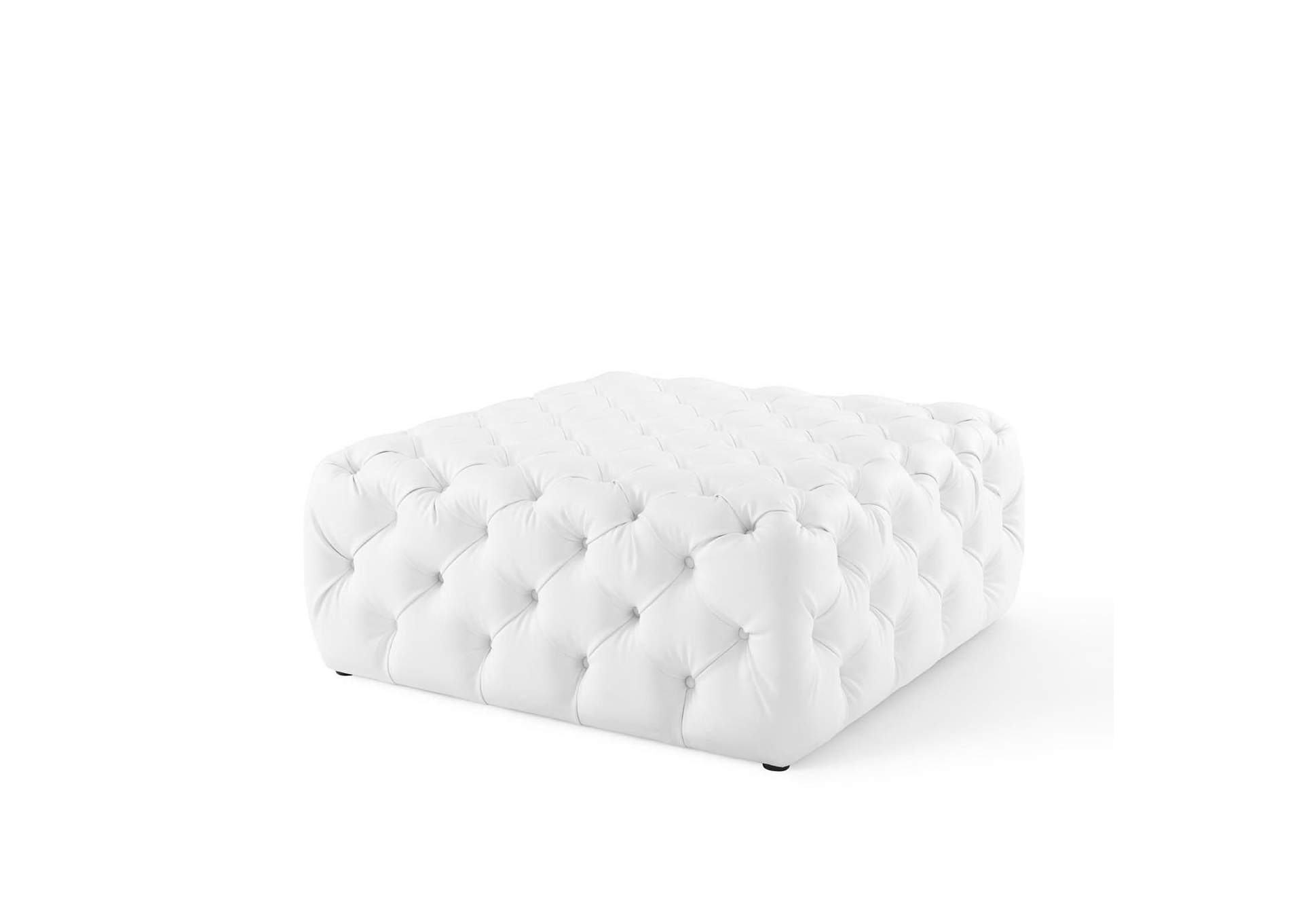 Amour Tufted Button Large Square Faux Leather Ottoman image 3