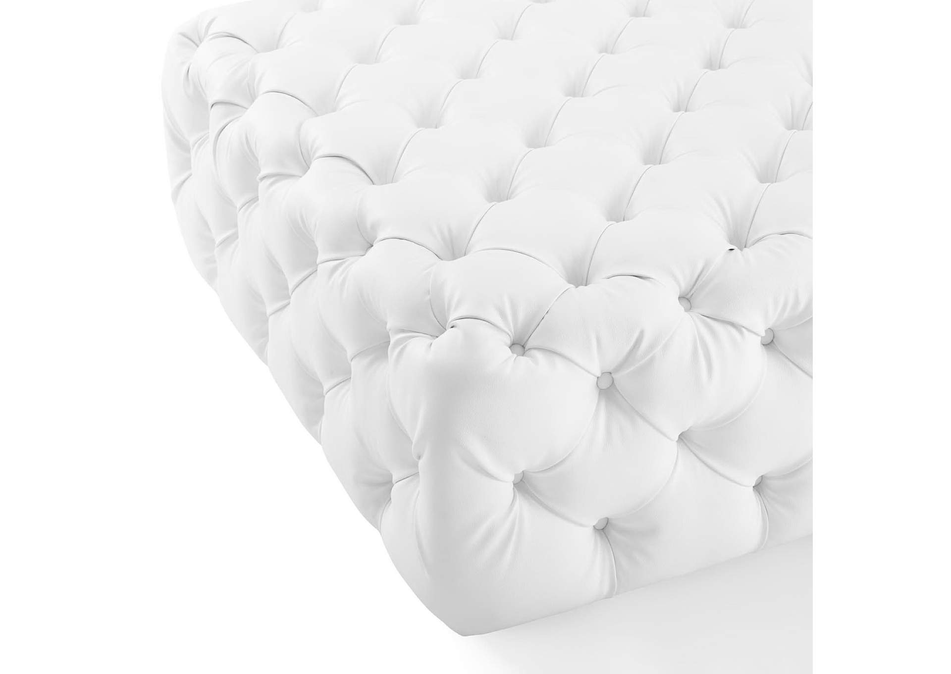 Amour Tufted Button Large Square Faux Leather Ottoman image 5