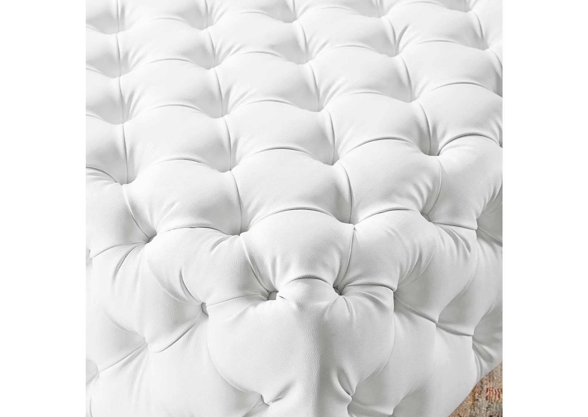 Amour Tufted Button Large Square Faux Leather Ottoman image 6