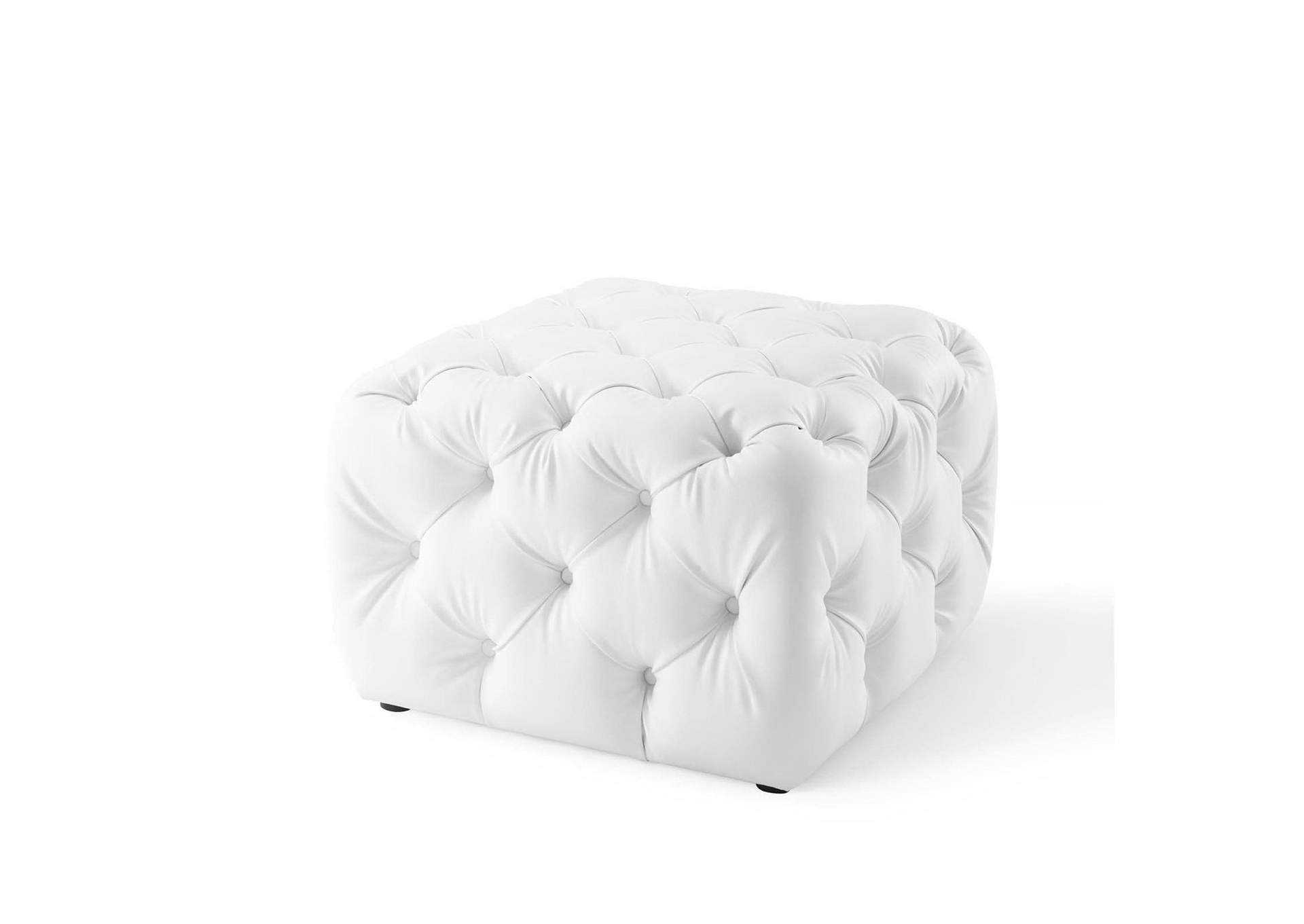Amour Tufted Button Square Faux Leather Ottoman image 3