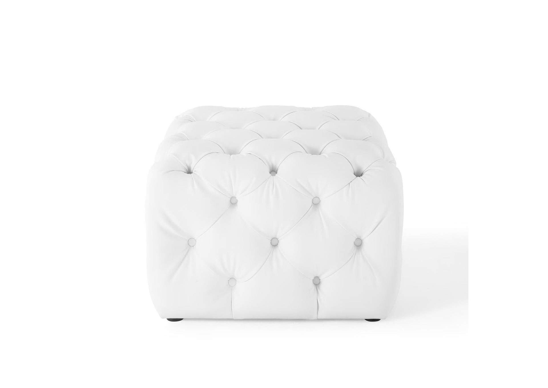 Amour Tufted Button Square Faux Leather Ottoman image 4