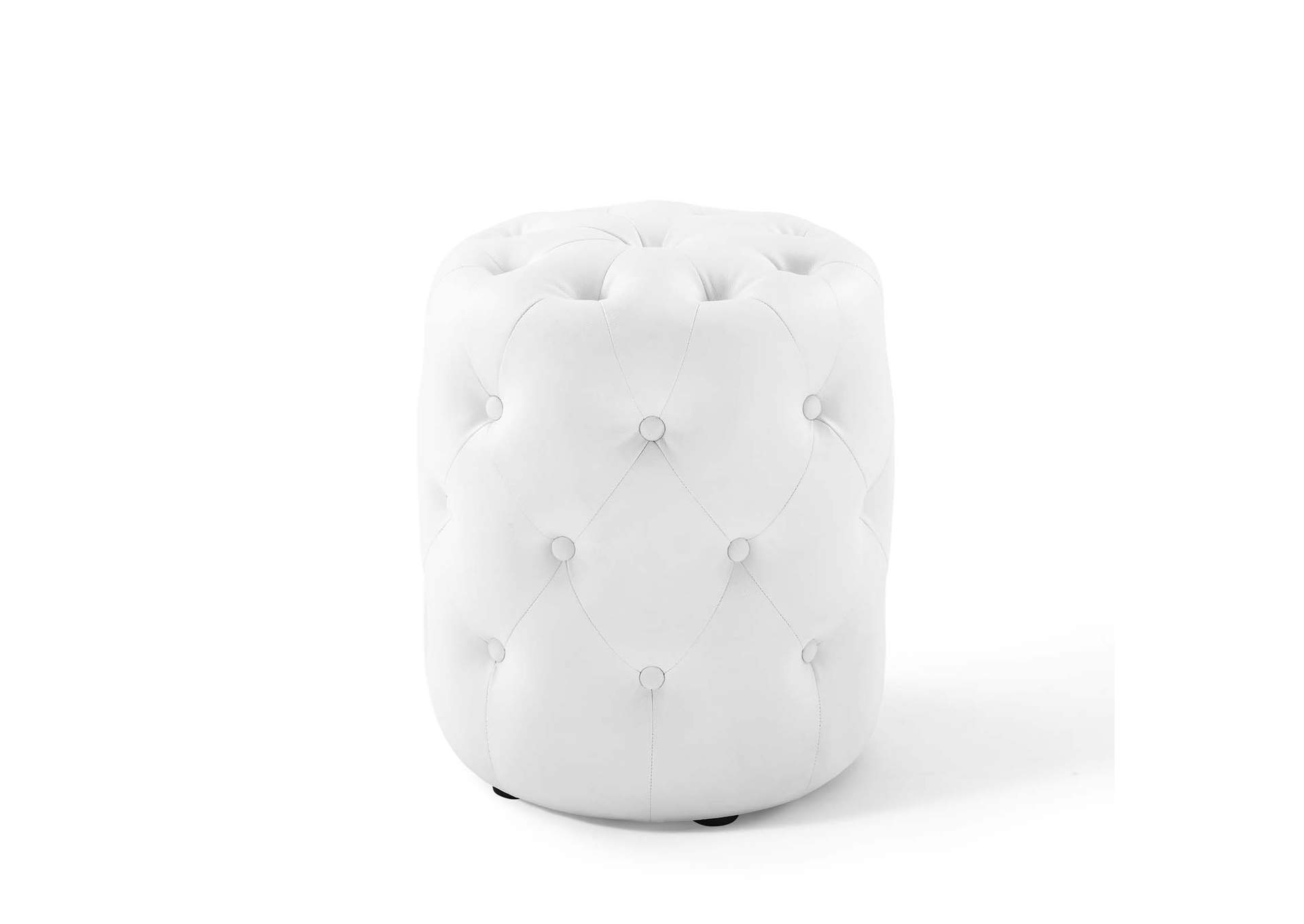 Amour Tufted Button Round Faux Leather Ottoman By Modway image 1