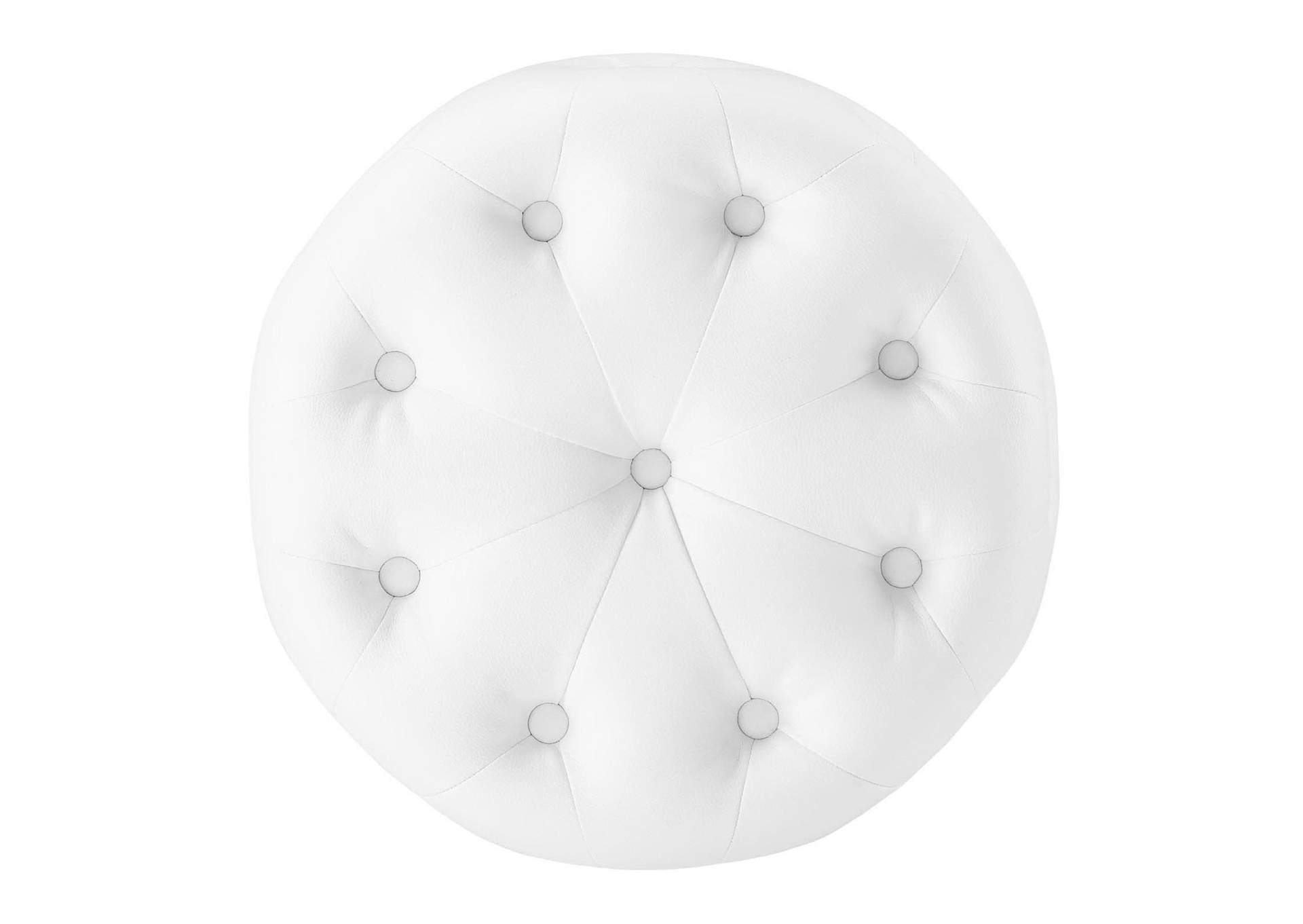 Amour Tufted Button Round Faux Leather Ottoman image 4